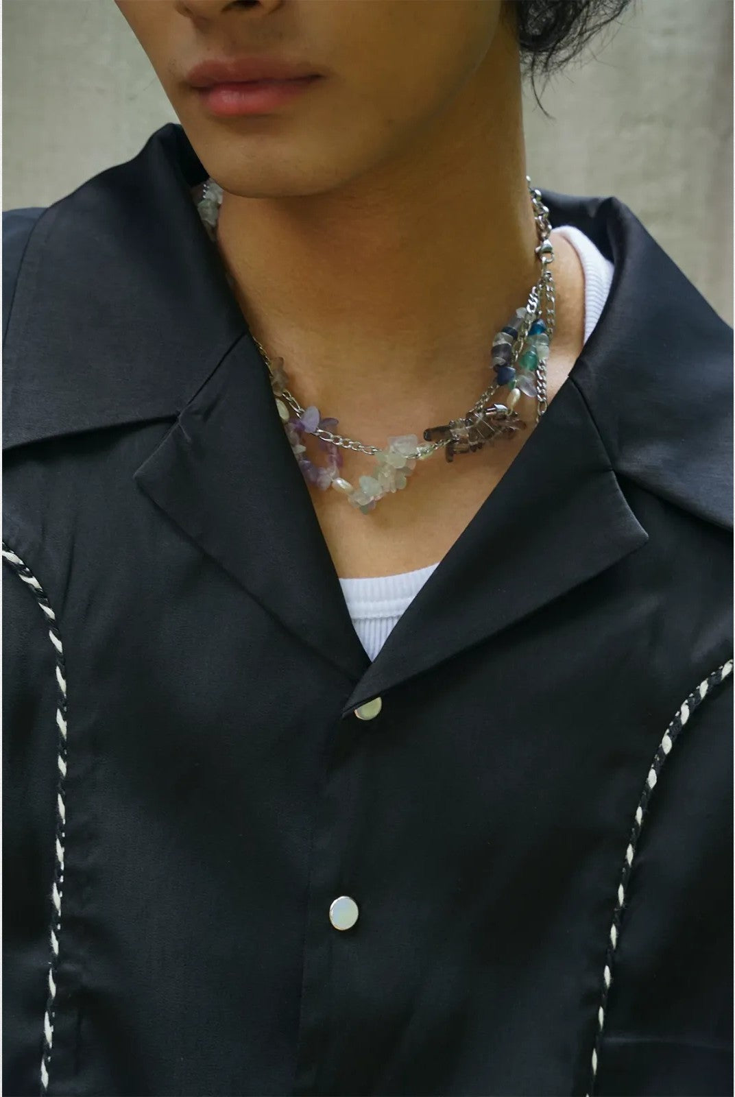 Retro 21 Lace Tassel Shirt Jacket in Black - Detail