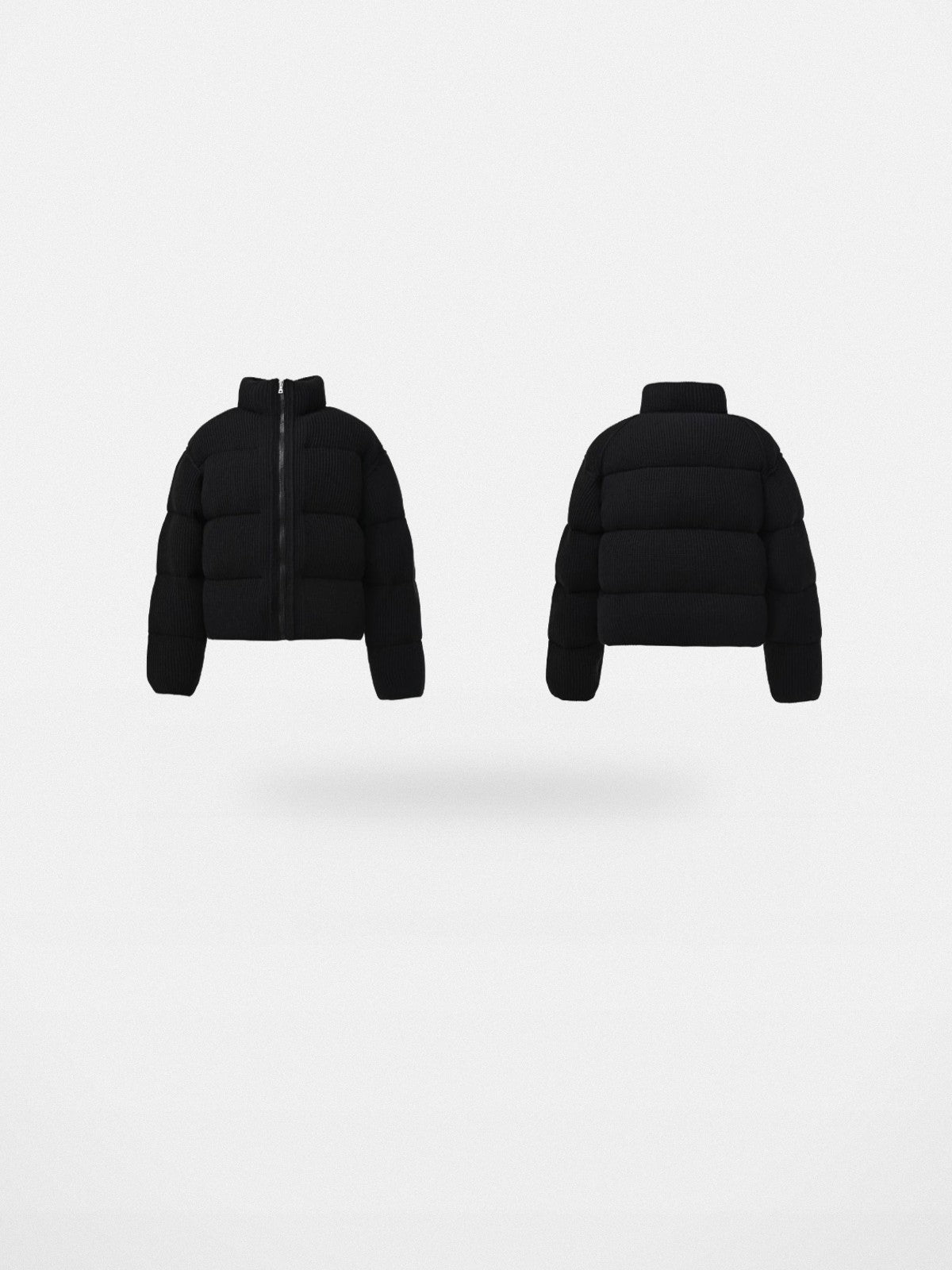 Roolrren Homme Hand Knit Cotton Down Puffer in Black