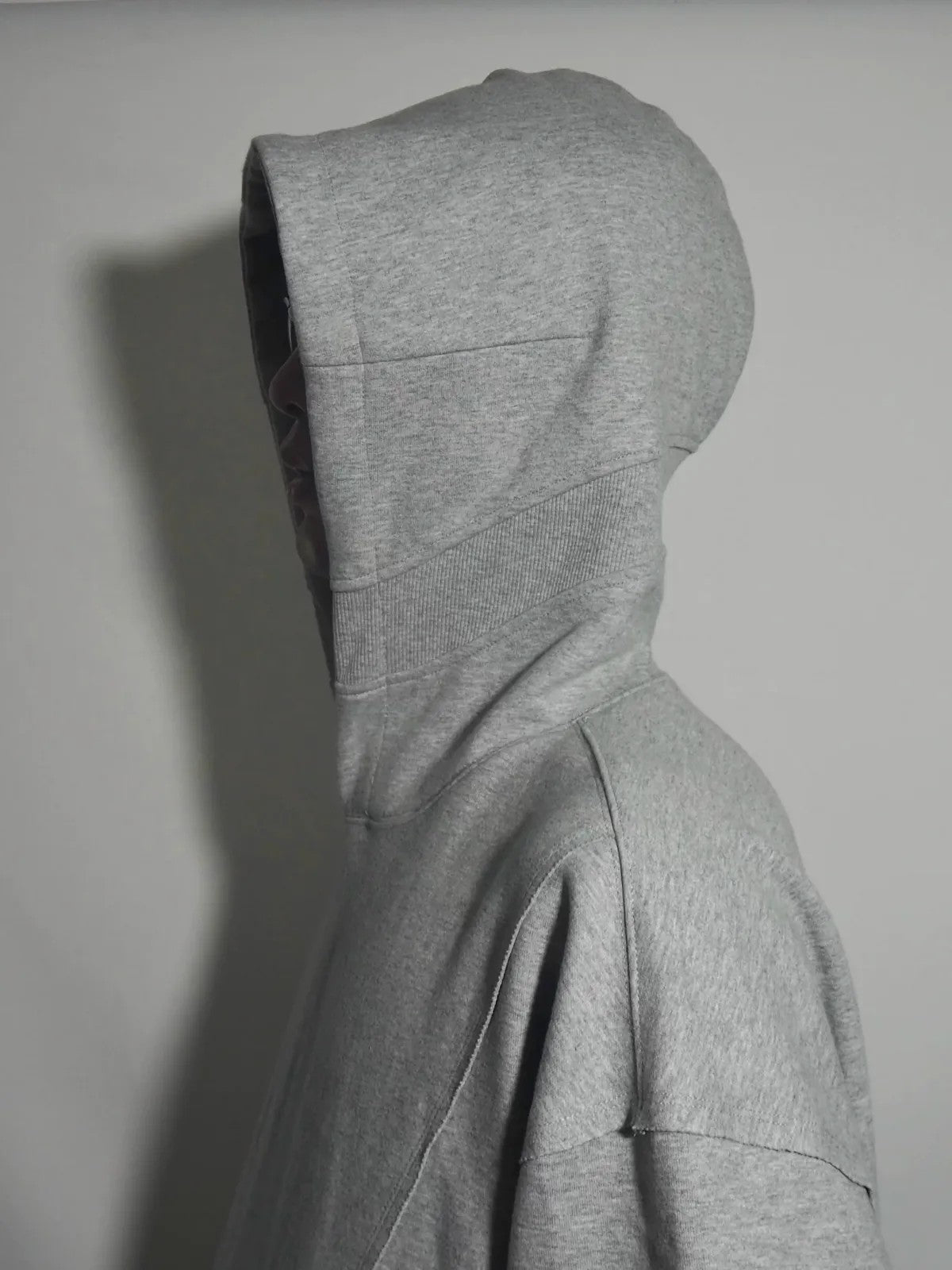 AFterTaste Boxy Ribbed Cotton Hoodie in Gray - On Model