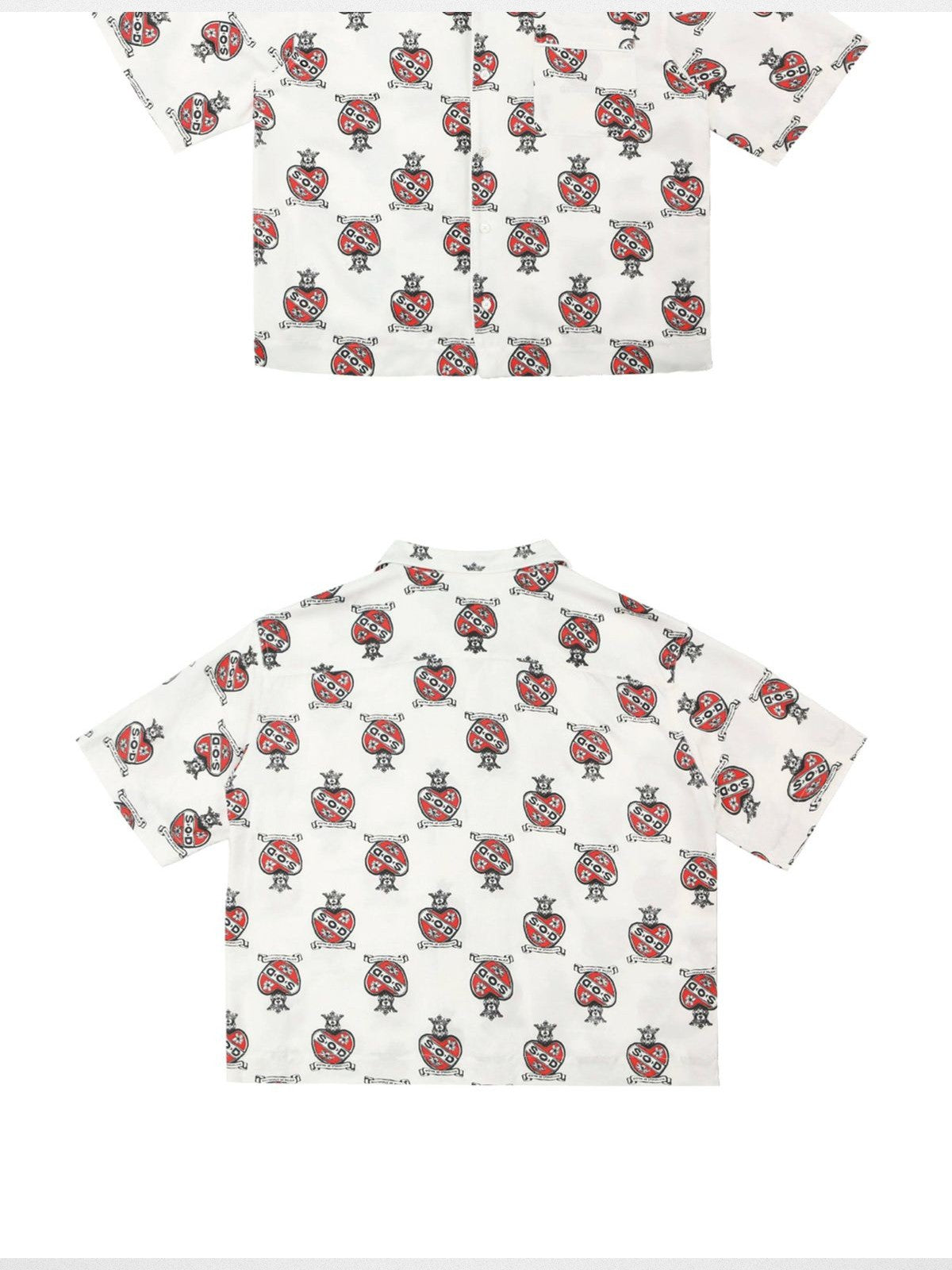 SOD Sacred Heart Rayon Hawaiian Shirt in White