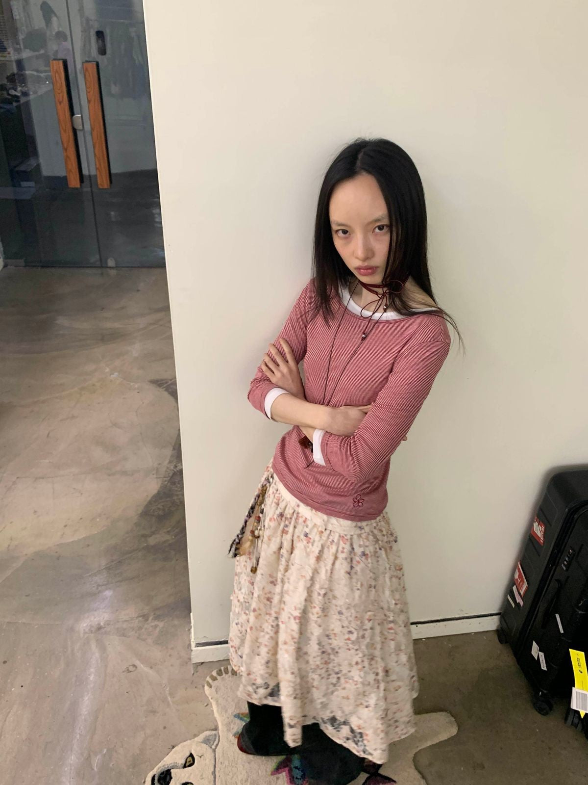 NeverSeez Tencel Wool Blend 3 4 Sleeve Top in White - On Model