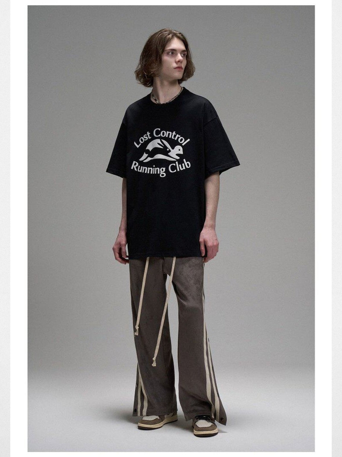 LOSTCTRL Tortoise Hare Heavyweight T Shirt in Black - On Model