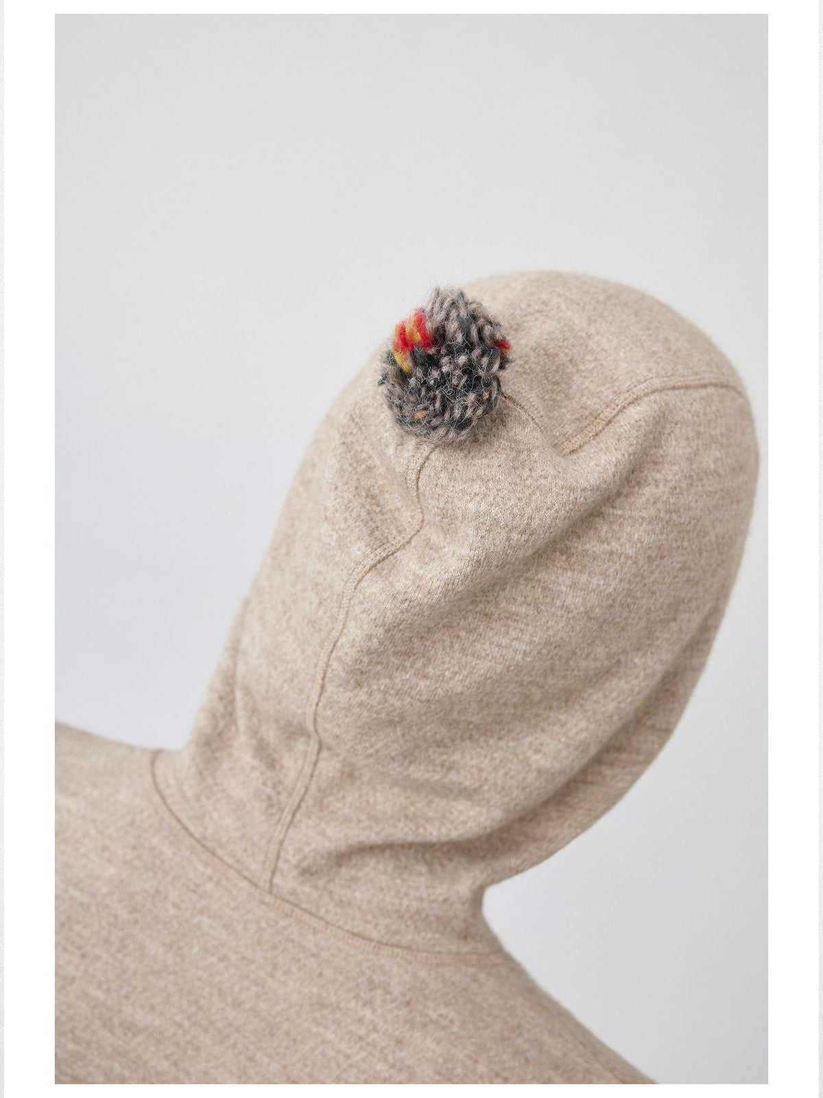 Simple Project Pom Pom Detail Hoodie in Beige - Detail