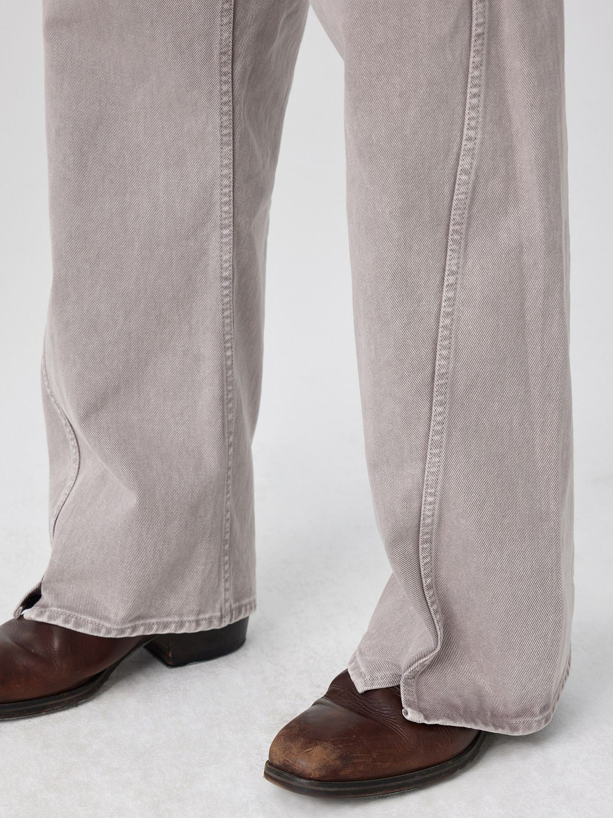 Simple Project Belted Twisted Leg Jeans in Purple - On Model