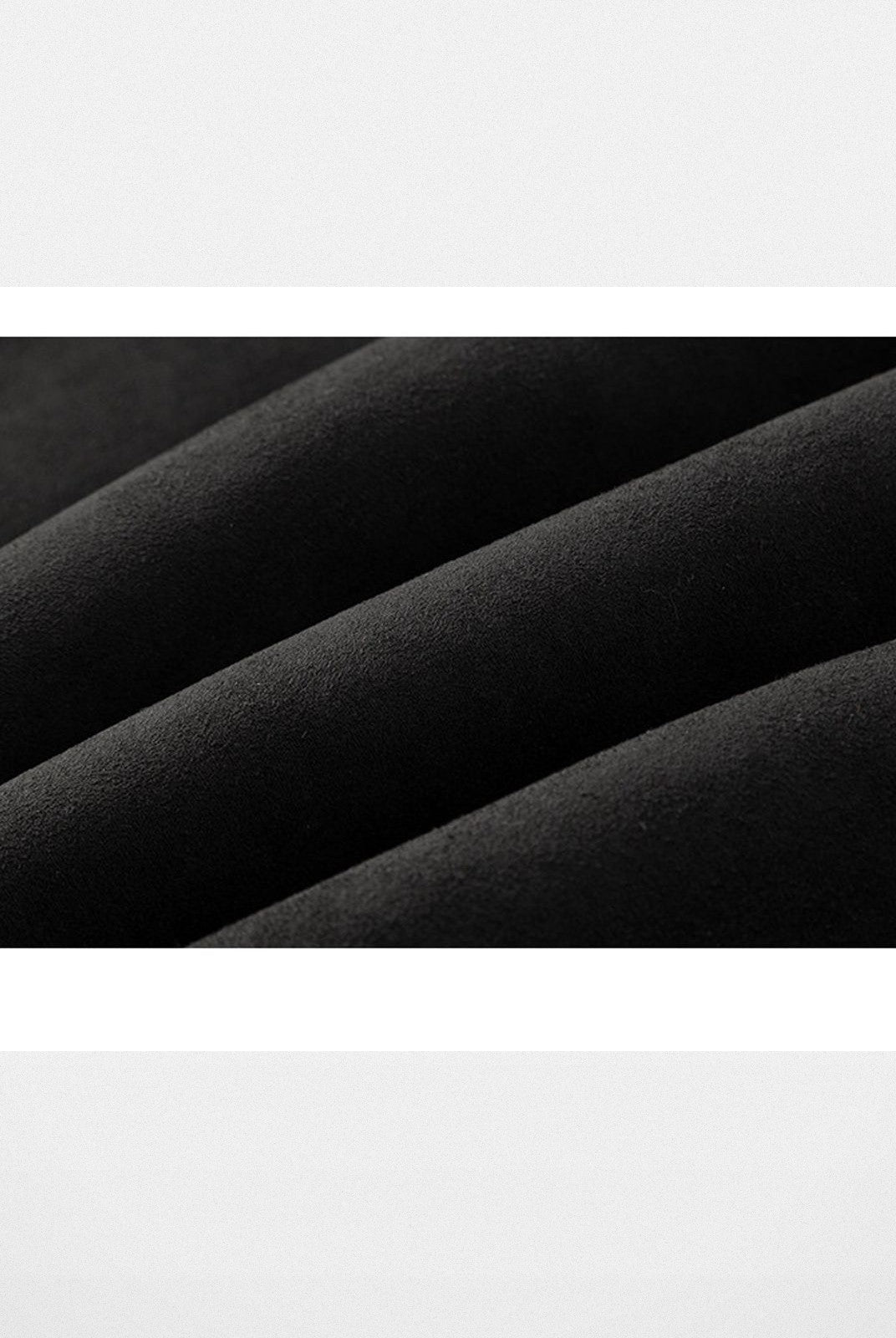 ACSENSE STUDIO Faux Suede Jacket with Faux Fur Collar in Black - Detail