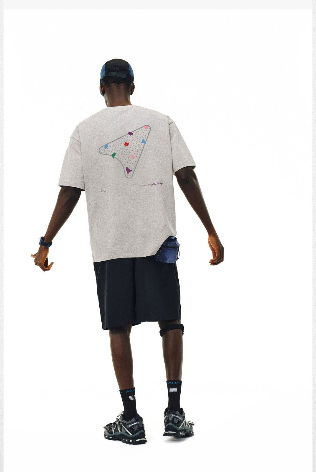 FPA Climbing Route Graphic T Shirt in Gray - On Model