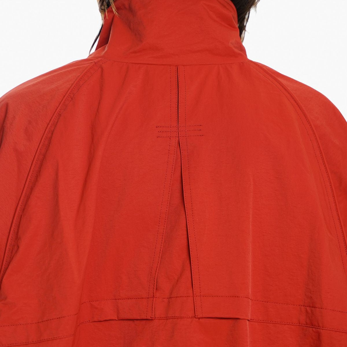 MASONPRINCE Oversized Structural Nylon Jacket in Red - On Model #color_red