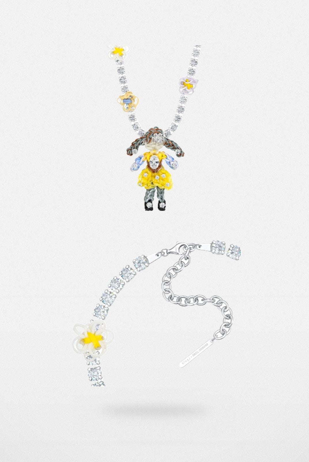 SHUSHU/TONG Zircon Rubber Band Girl Necklace in Yellow