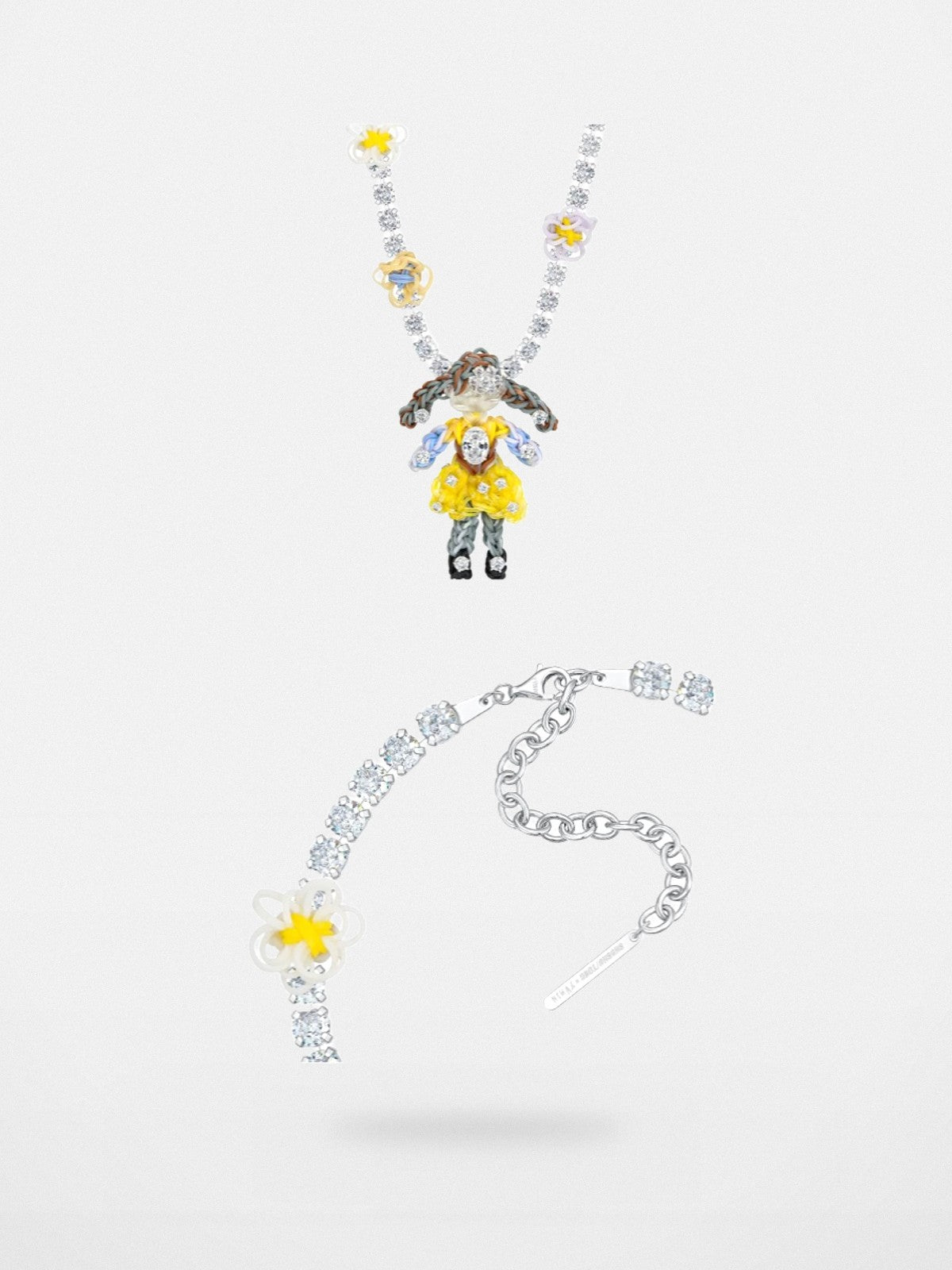SHUSHU/TONG Zircon Rubber Band Girl Necklace in Yellow