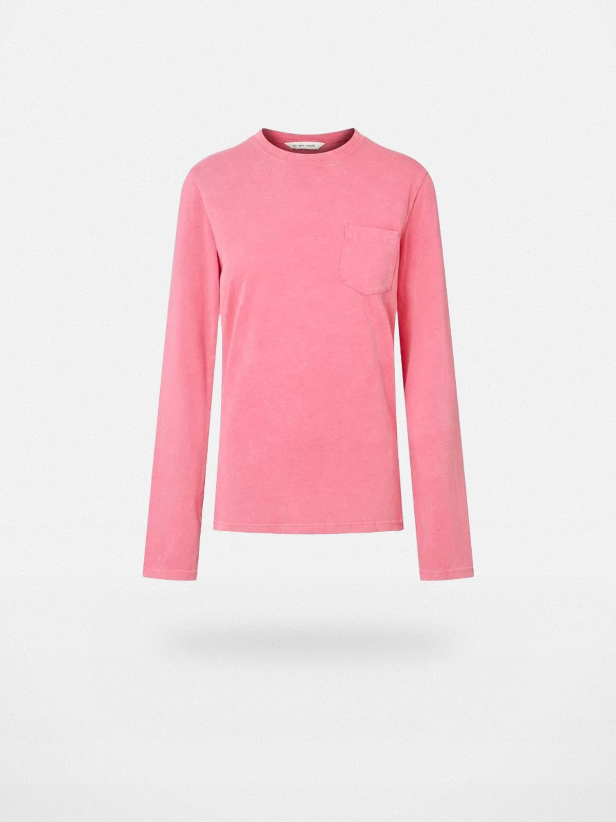 Alright Then Salt Washed Cotton Long Sleeve Tee in Pink