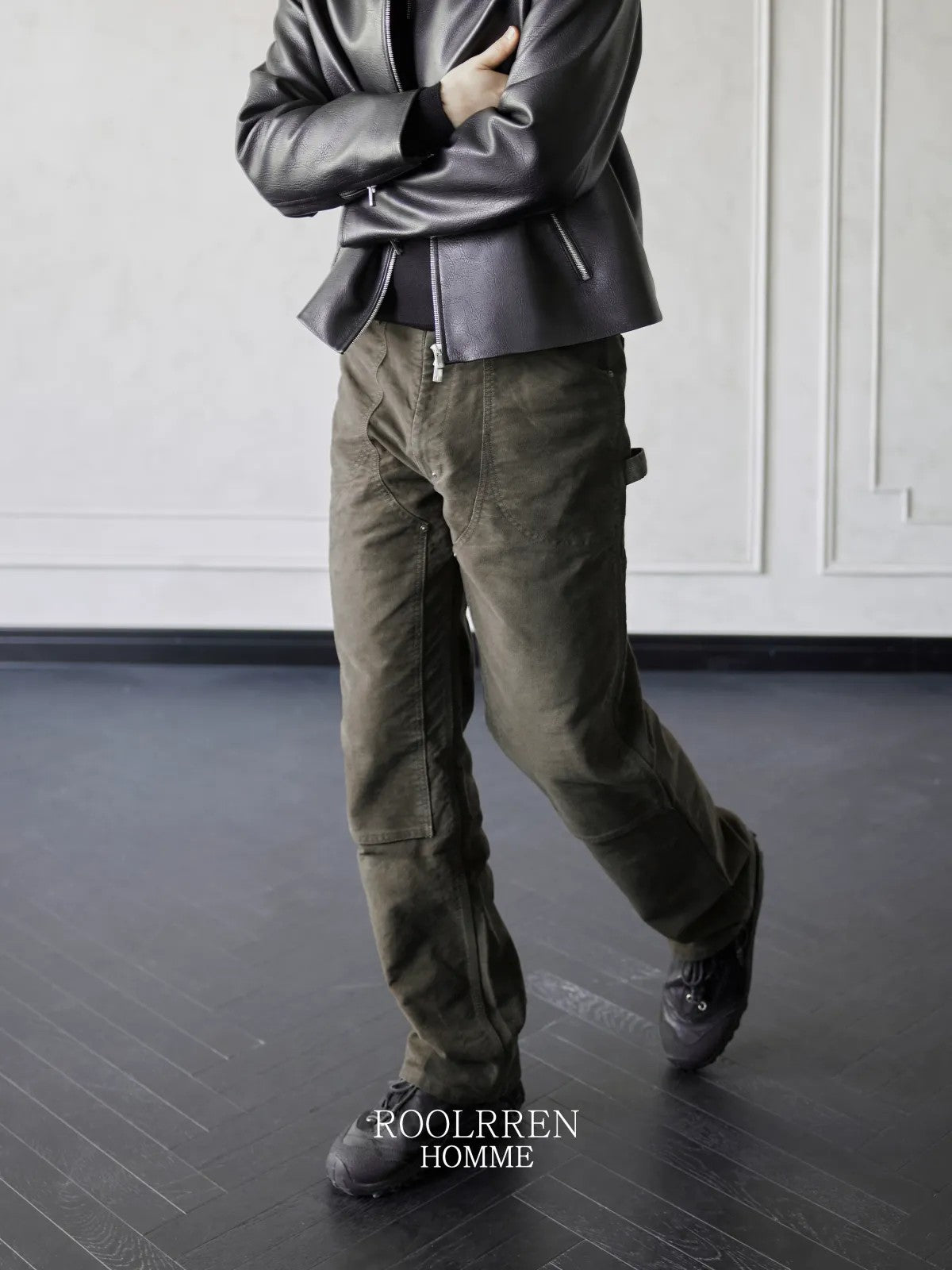 Roolrren Homme Moleskin Double Knee Pants in Olive - Lifestyle