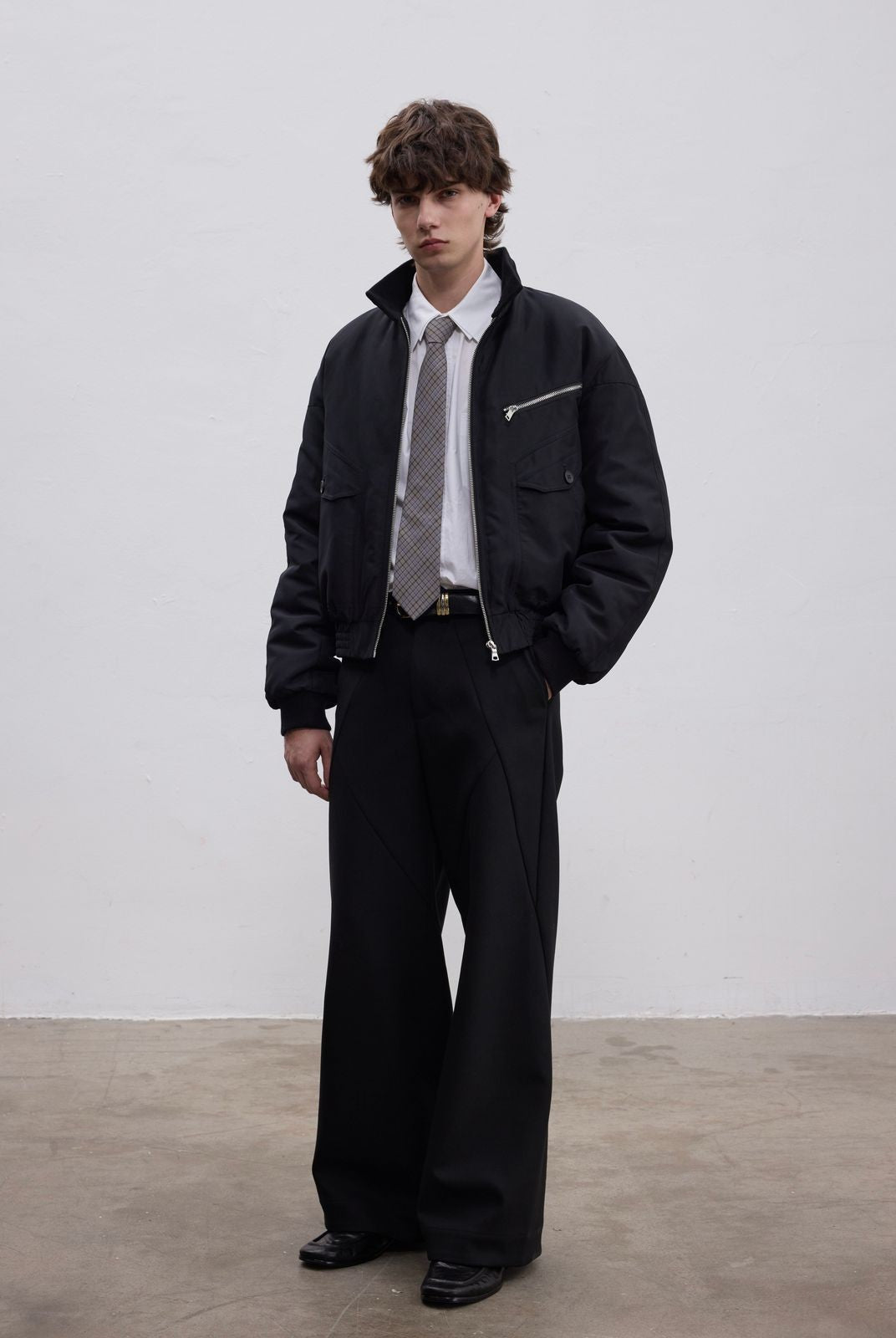 AFterTaste High Density Nylon Harrington Bomber in Black - On Model