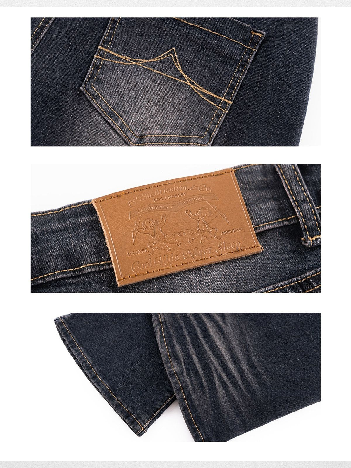 ARISEISM Studded Micro Flare Jeans in Denim - Detail