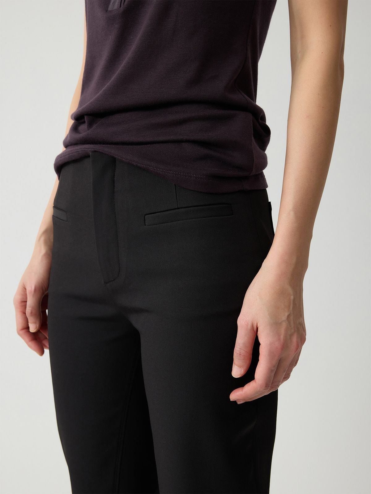 RandomPiece Micro Wrinkle Cropped Equestrian Pants in Black - On Model