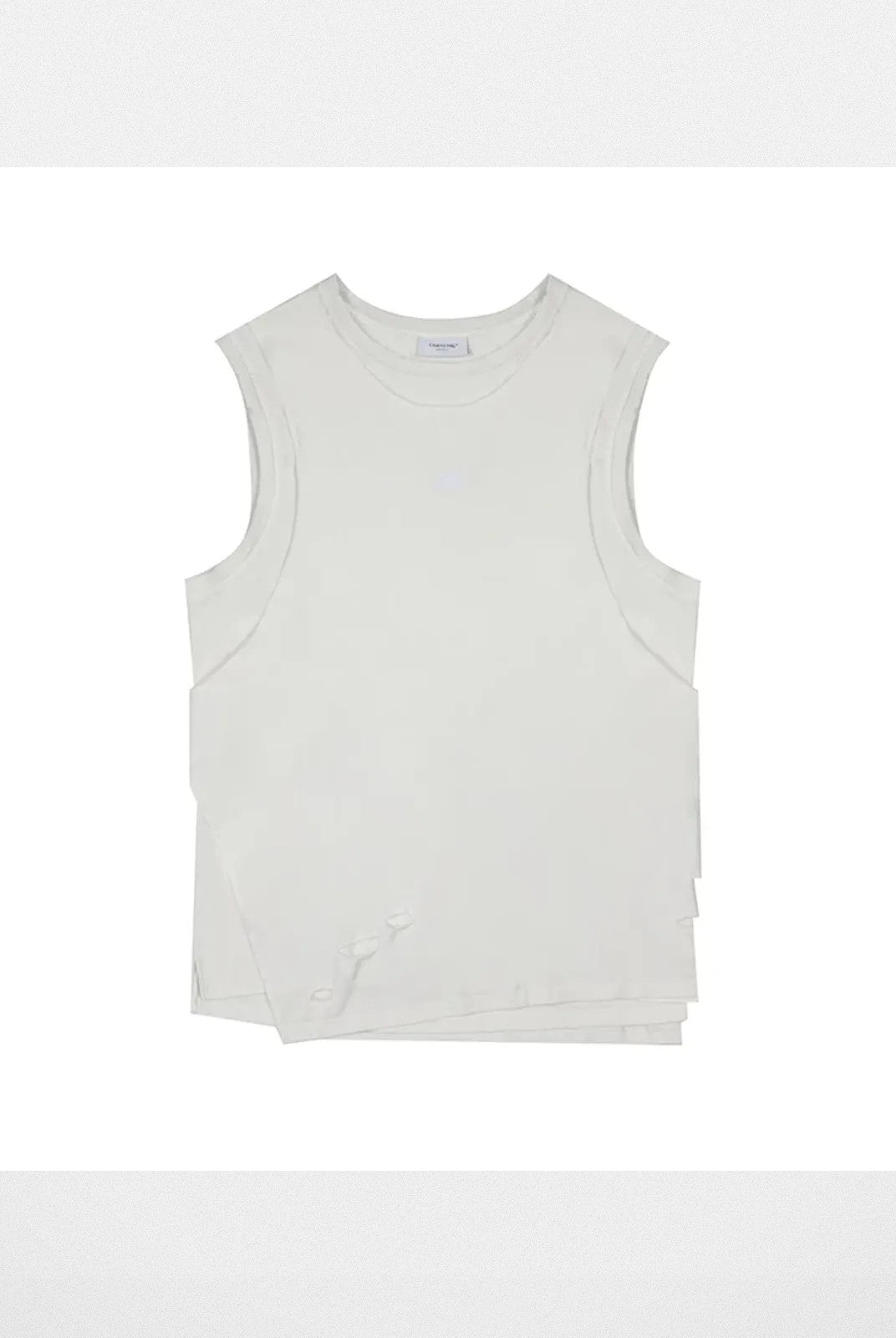 LOSTCTRL Asymmetric Distressed Layered Tank in White