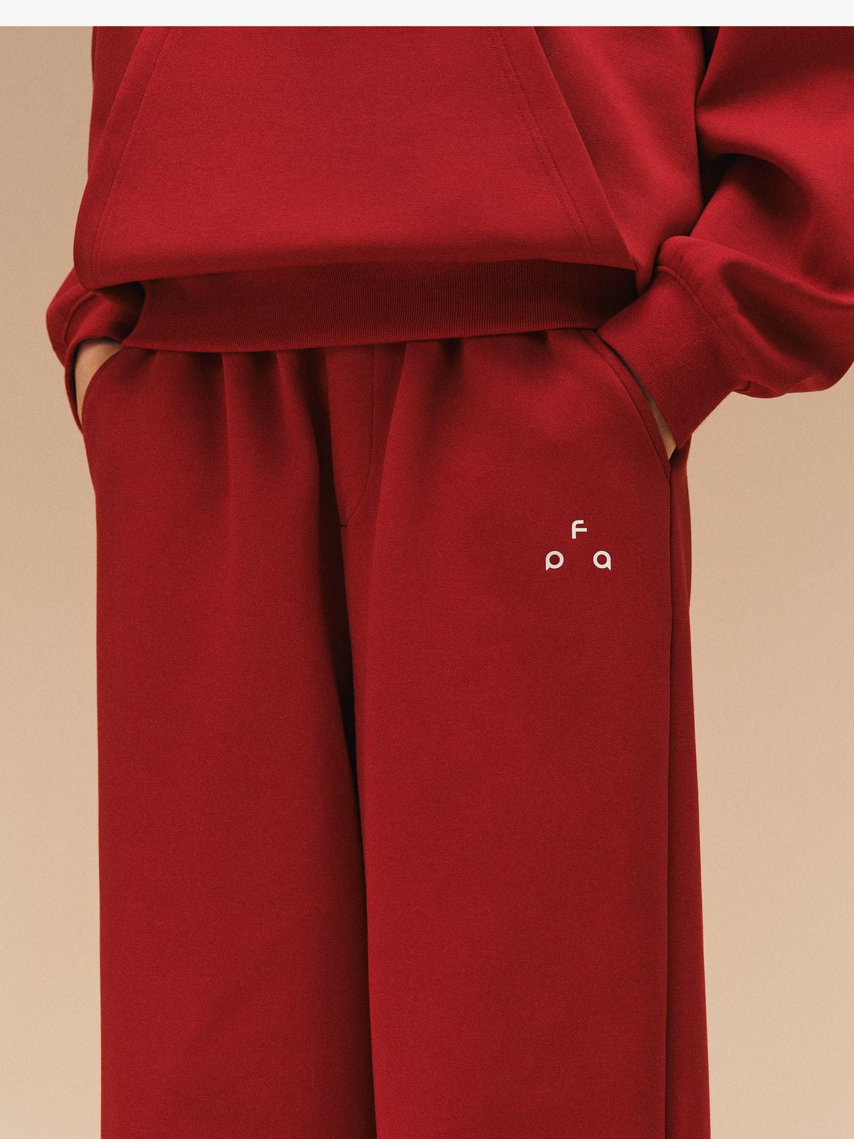 FPA Heavyweight Terry Straight Leg Sweatpants in Red - On Model