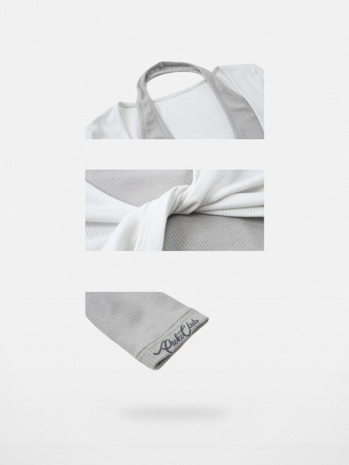 PUKI Mock Layered Halter Top in Gray