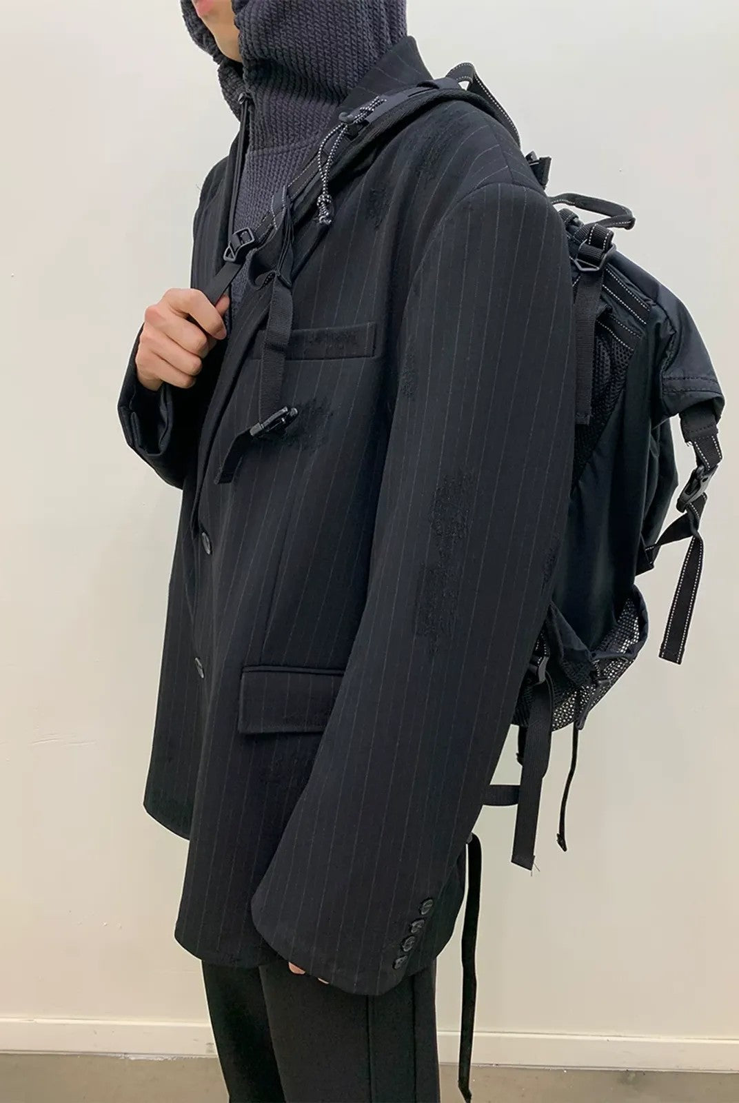 NeverSeez Hand Distressed Embroidered Blazer in Brown