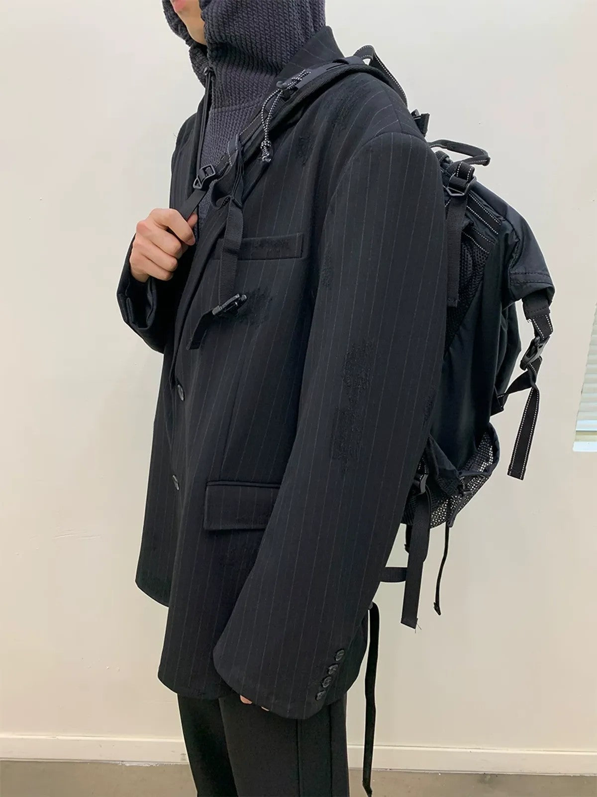 NeverSeez Hand Distressed Embroidered Blazer in Brown