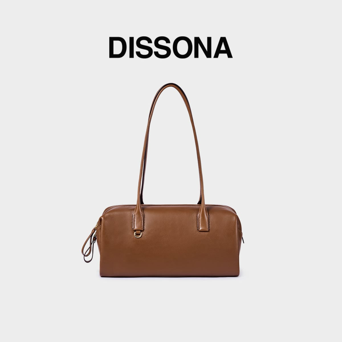 DISSONA Vegetable Tanned Leather Baguette Bag in Brown