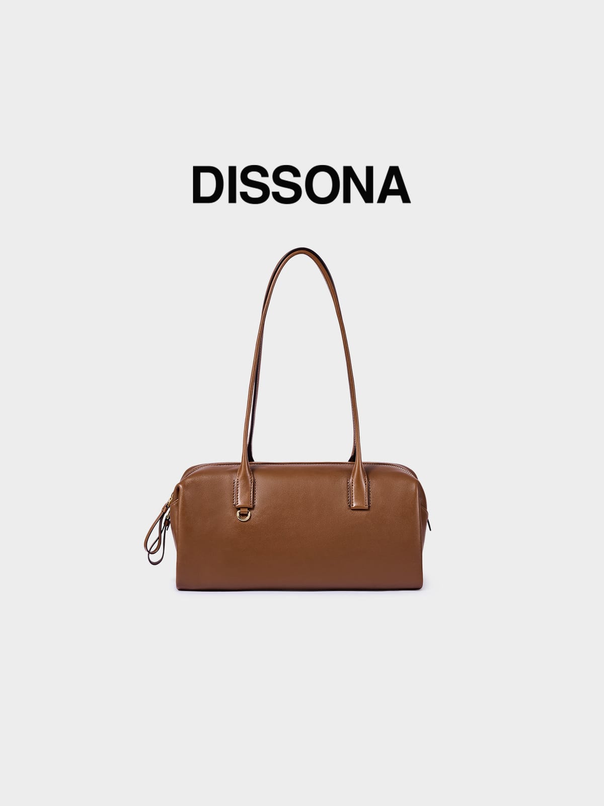 DISSONA Vegetable Tanned Leather Baguette Bag in Brown