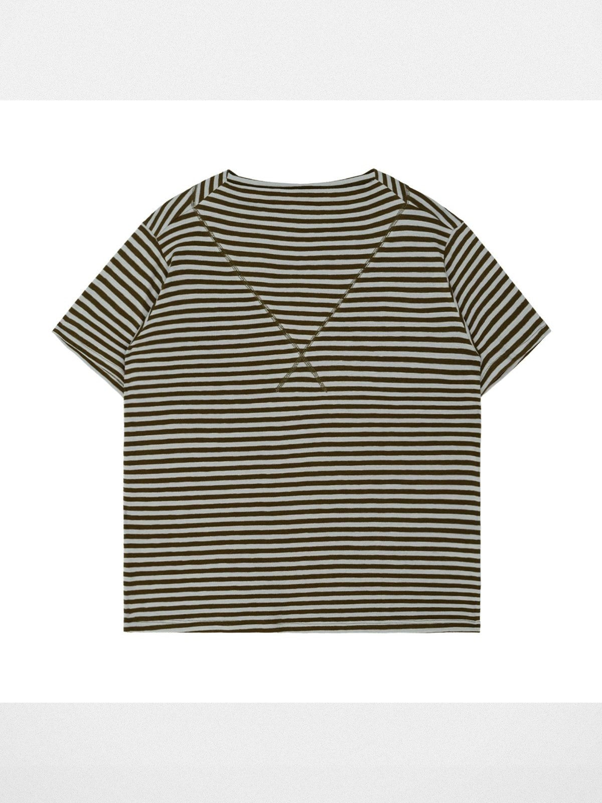 Simple Project Textured Striped Cotton T Shirt in Olive