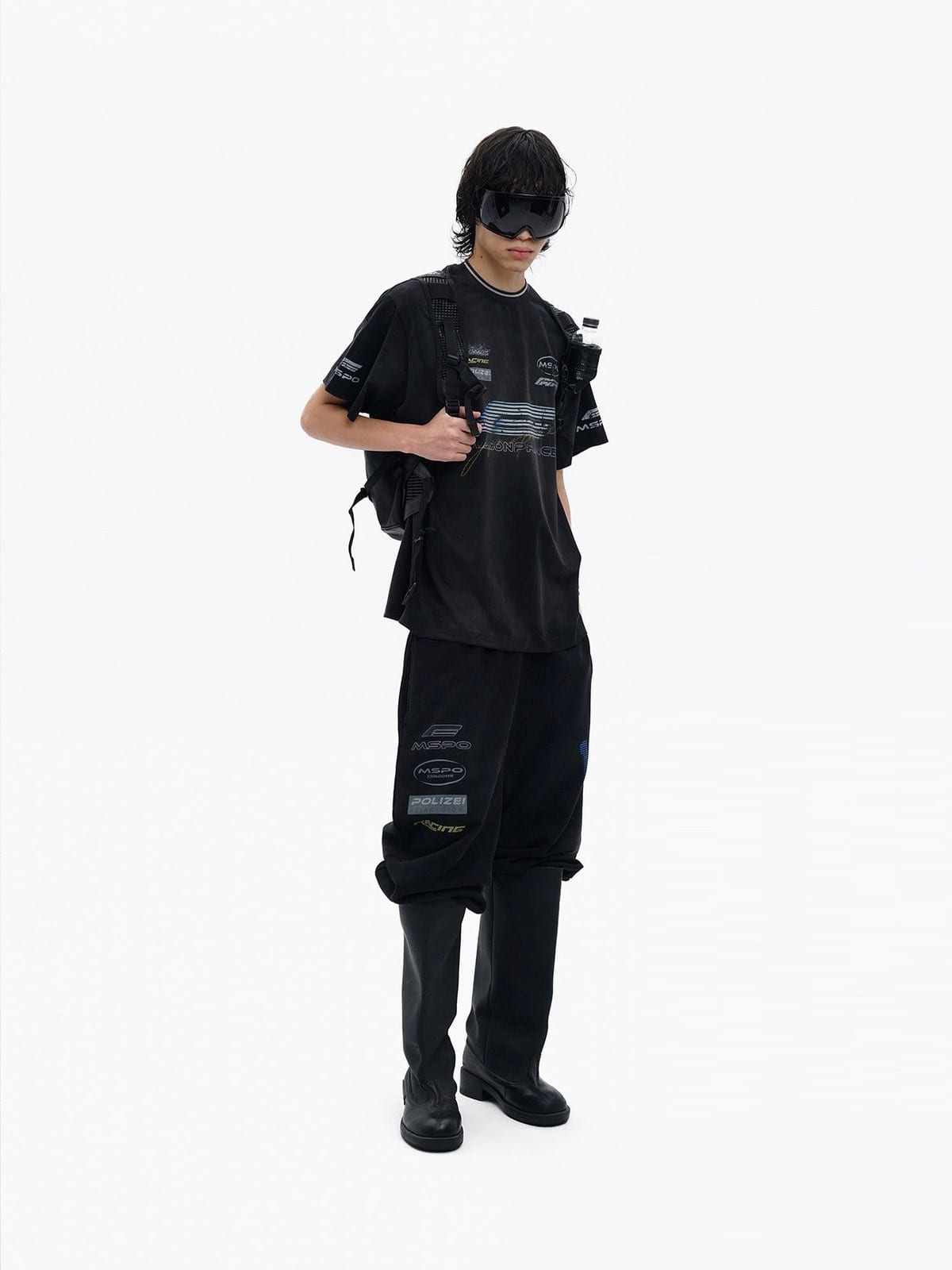 MasonPrince Racing Club Graphic T Shirt in Black - On Male Model