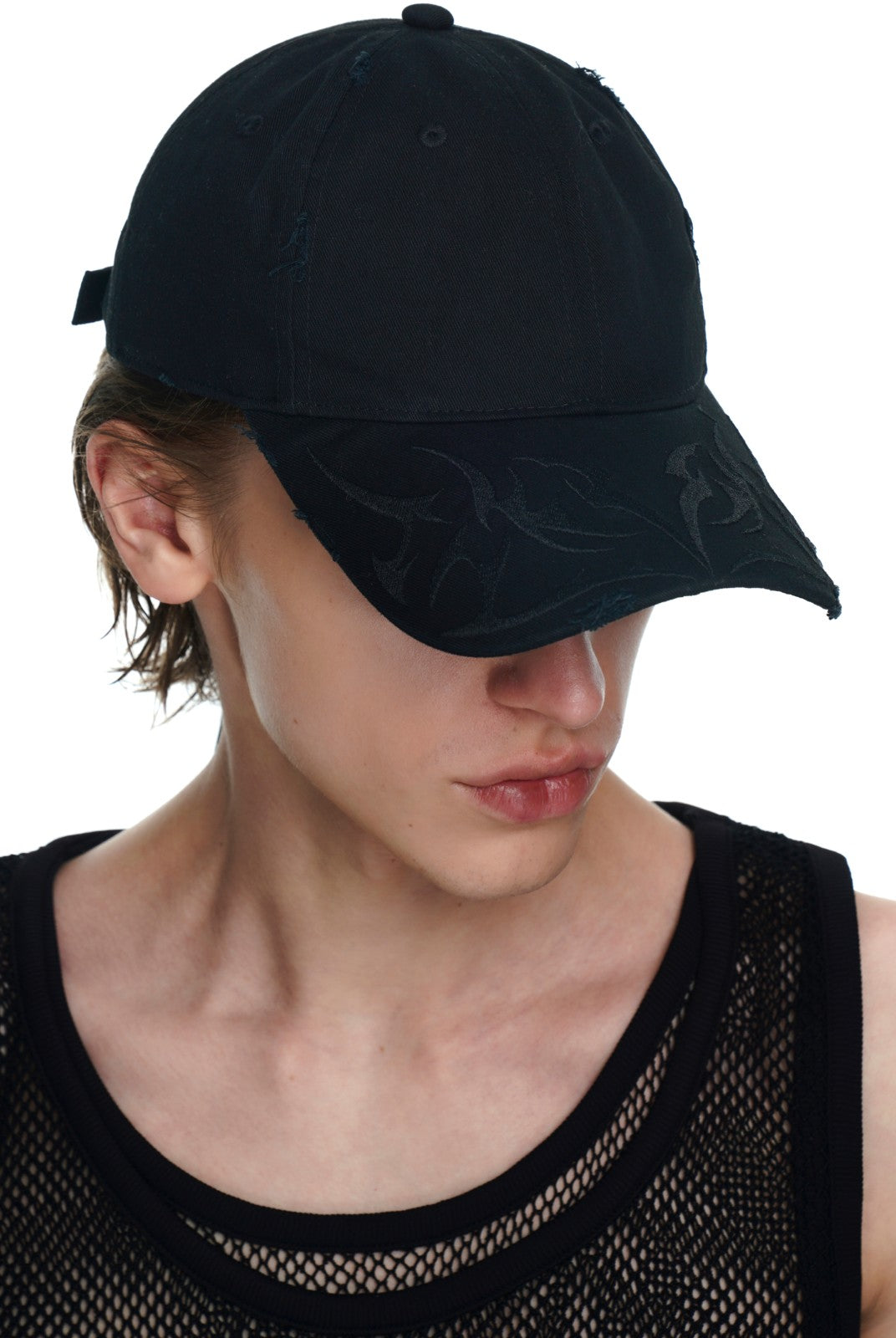 BLACKHEAD Distressed Embroidered Baseball Cap in Purple - On Model