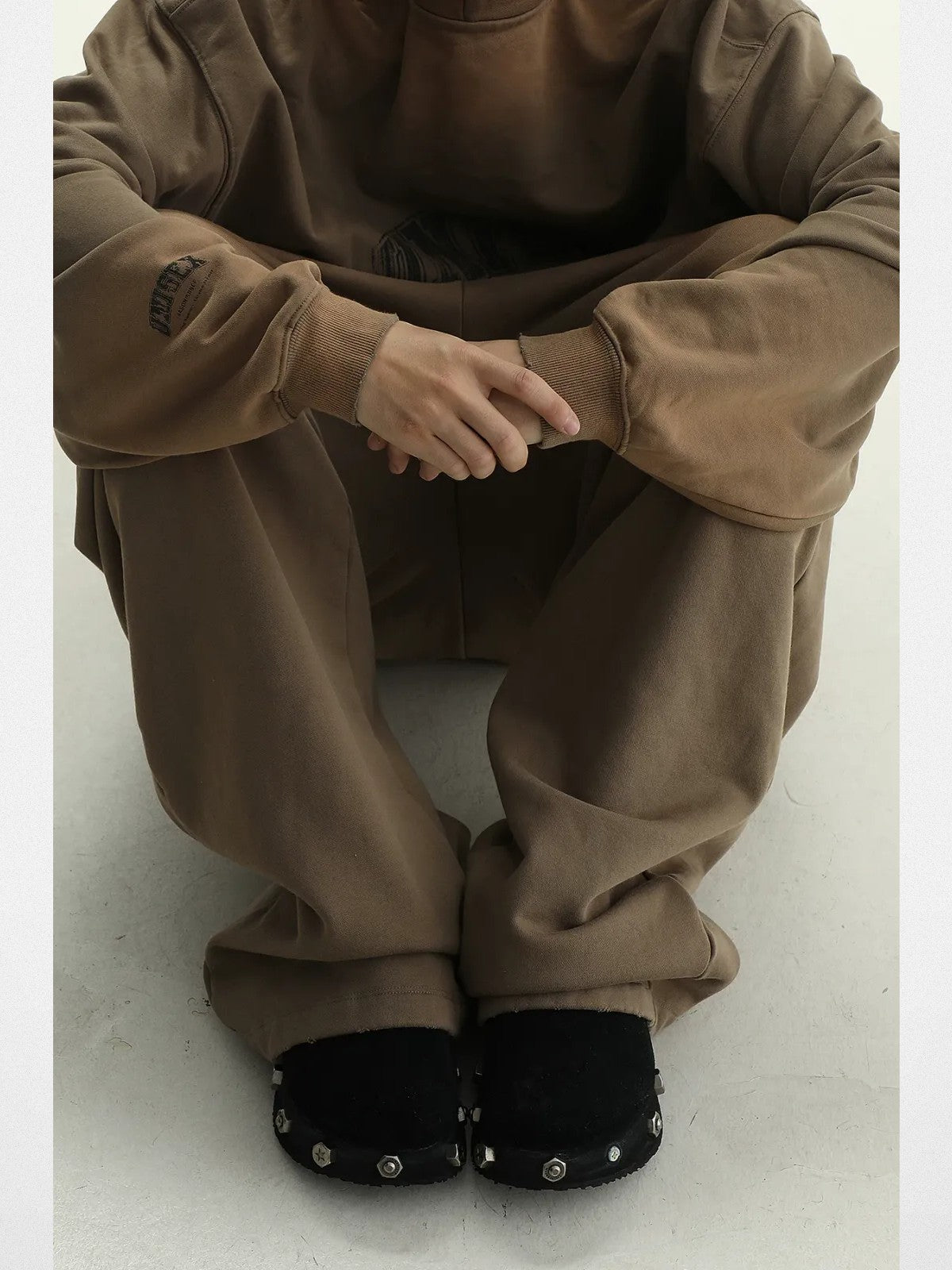 MASONPRINCE Matte Suede Platform Clogs in Brown #color_brown