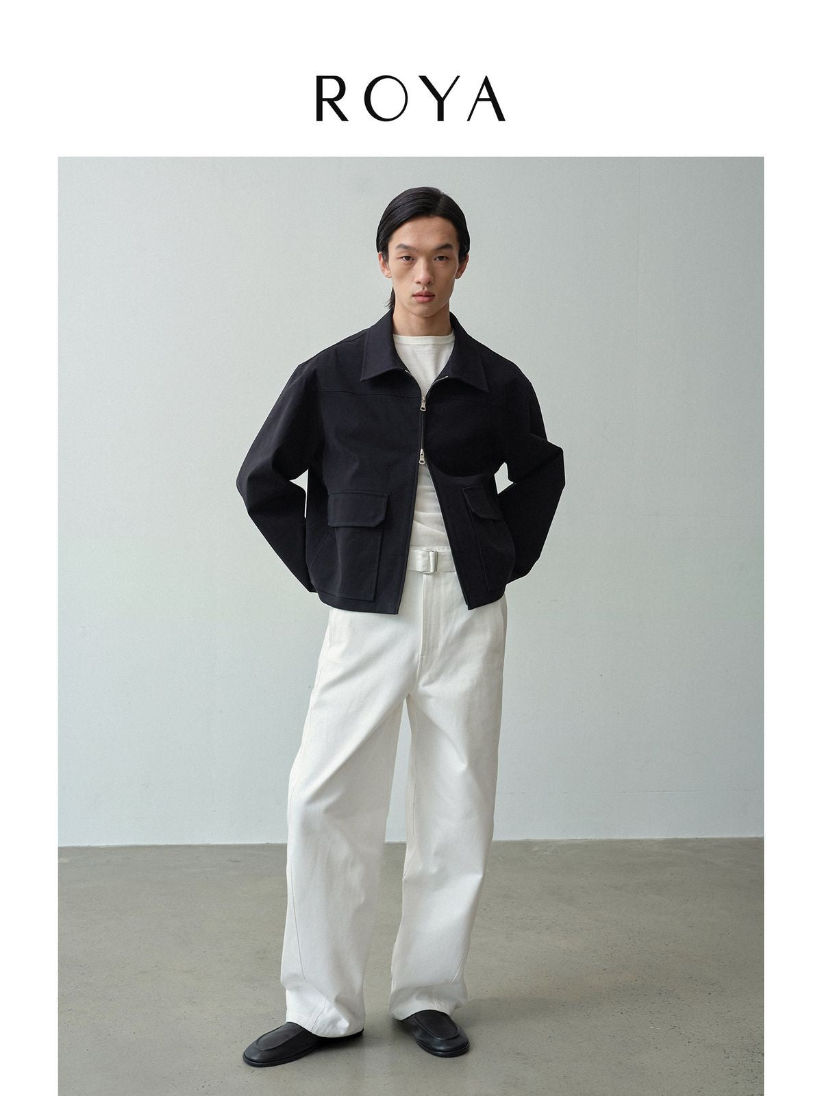 ROYA High Density Cotton Twill Jacket in Blue - On Model