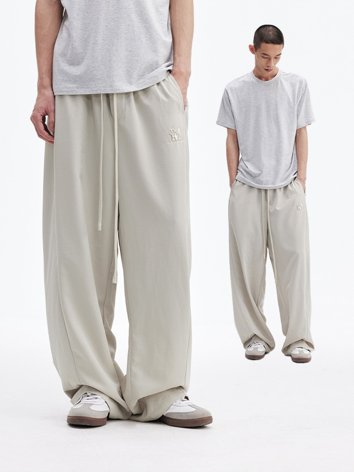 MEDM Cooling Wide Leg Track Pants in Mint - On Male Model