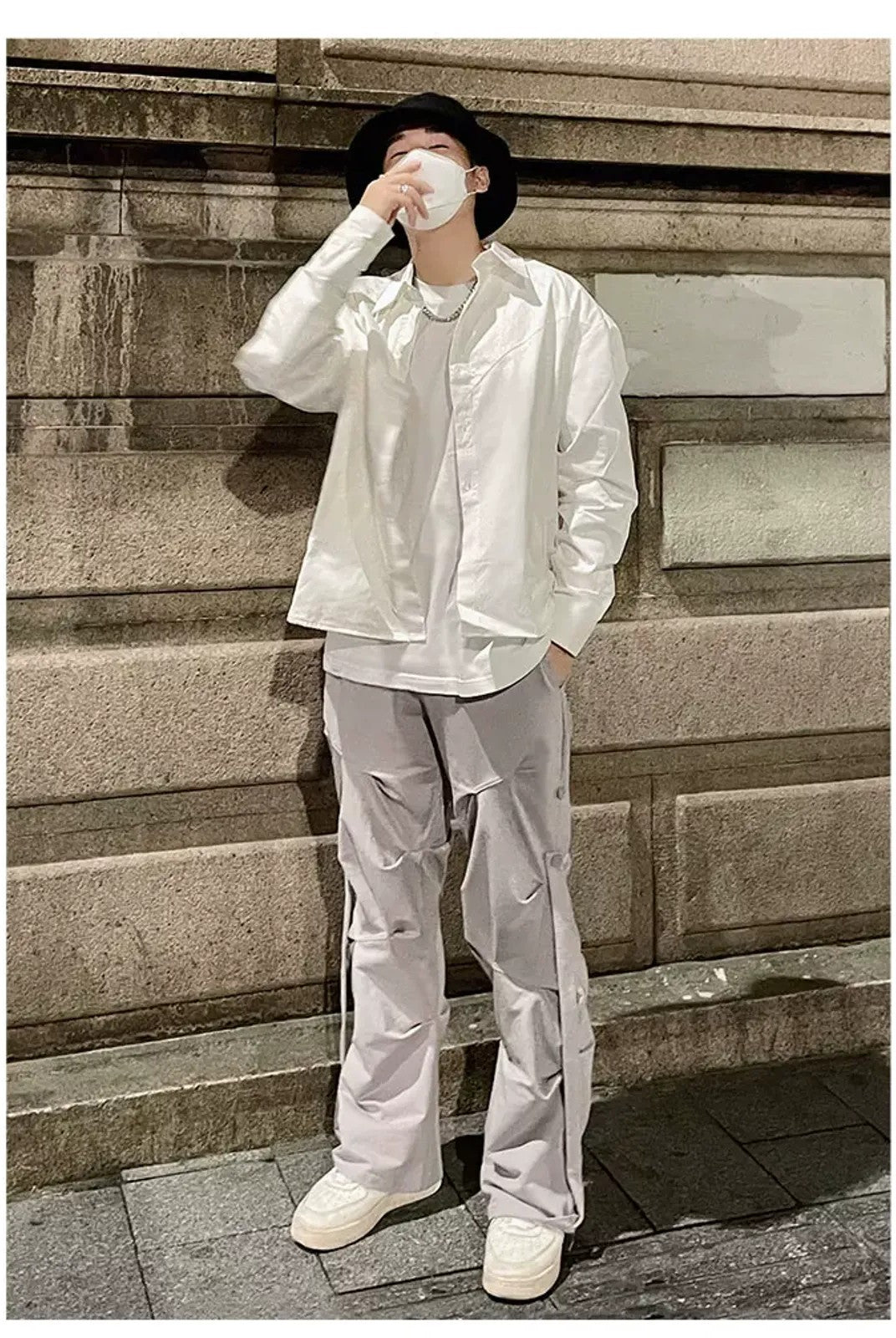 LOSTCTRL Ruched Panel Pants in Gray