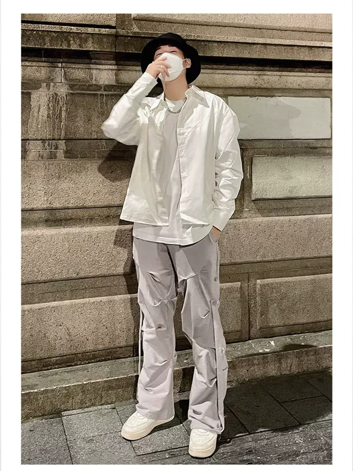 LOSTCTRL Ruched Panel Pants in Gray