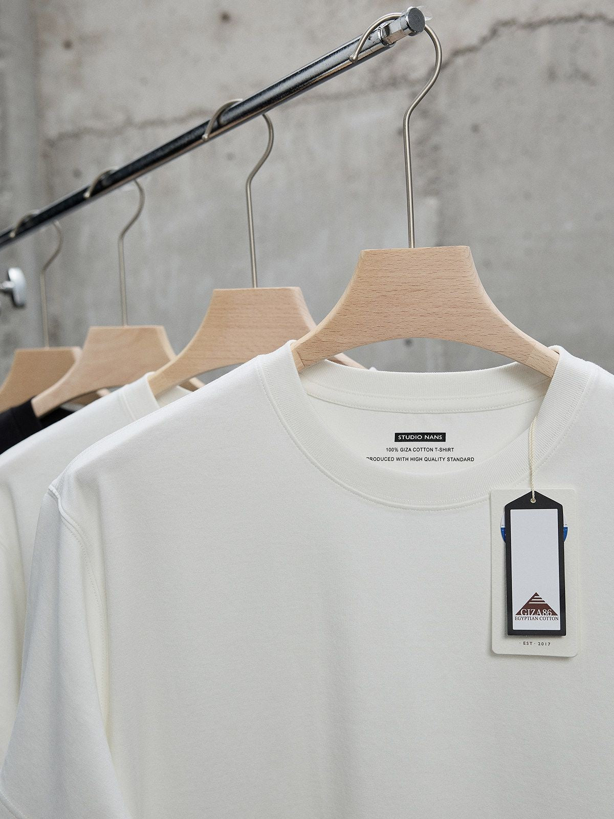 NANS Long Staple Cotton Long Sleeve T Shirt in White - Detail