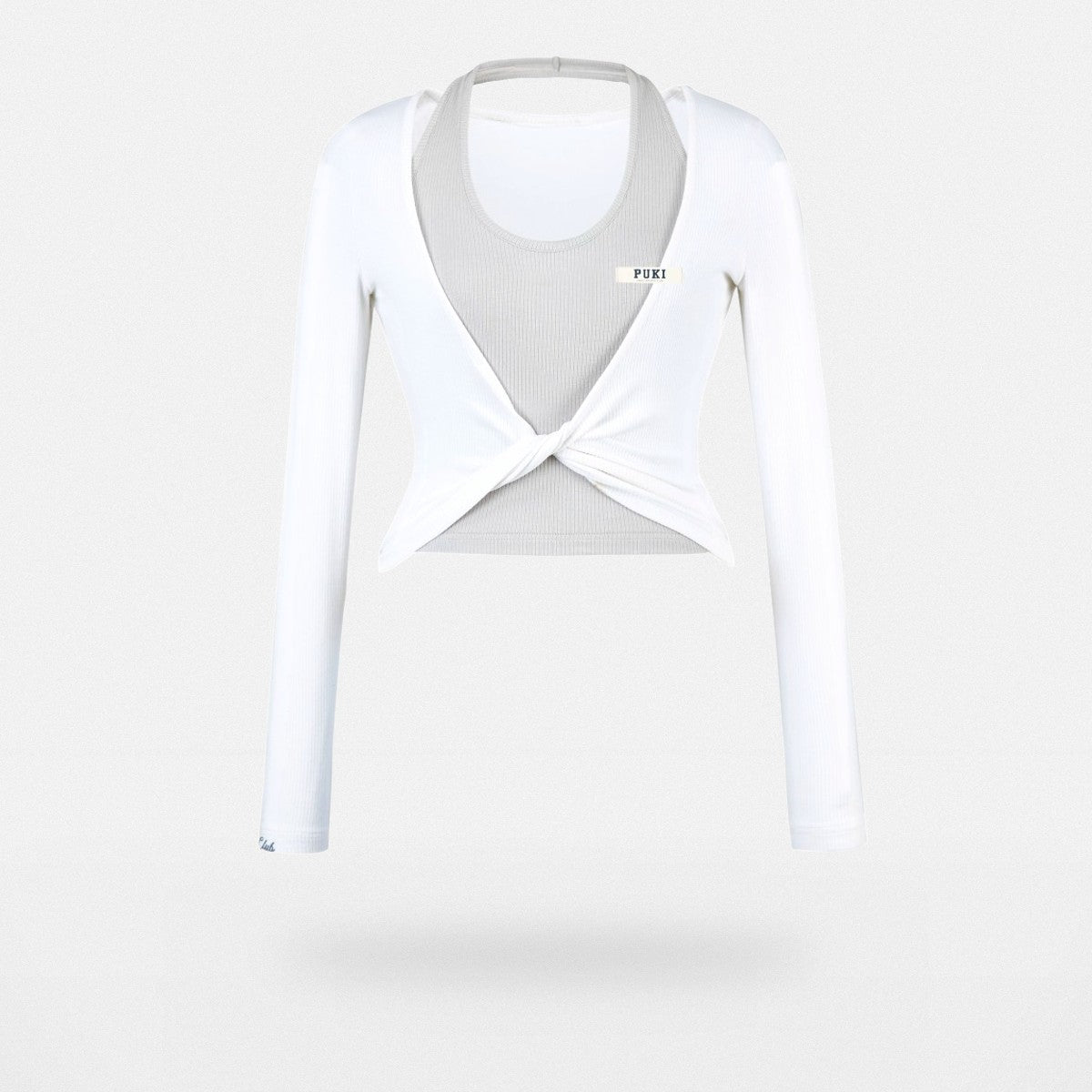 PUKI Mock Layered Halter Top in White