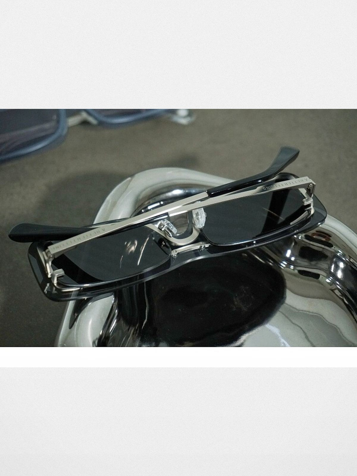 FUTURE UPDATE Rectangular Half Frame Sunglasses in Gray - Lifestyle