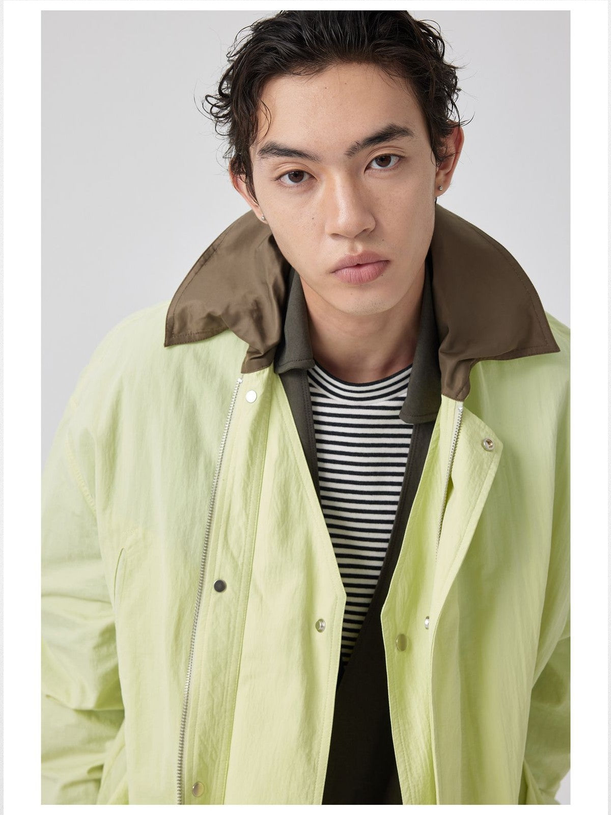 Simple Project Nylon Safari Jacket in Green - On Model