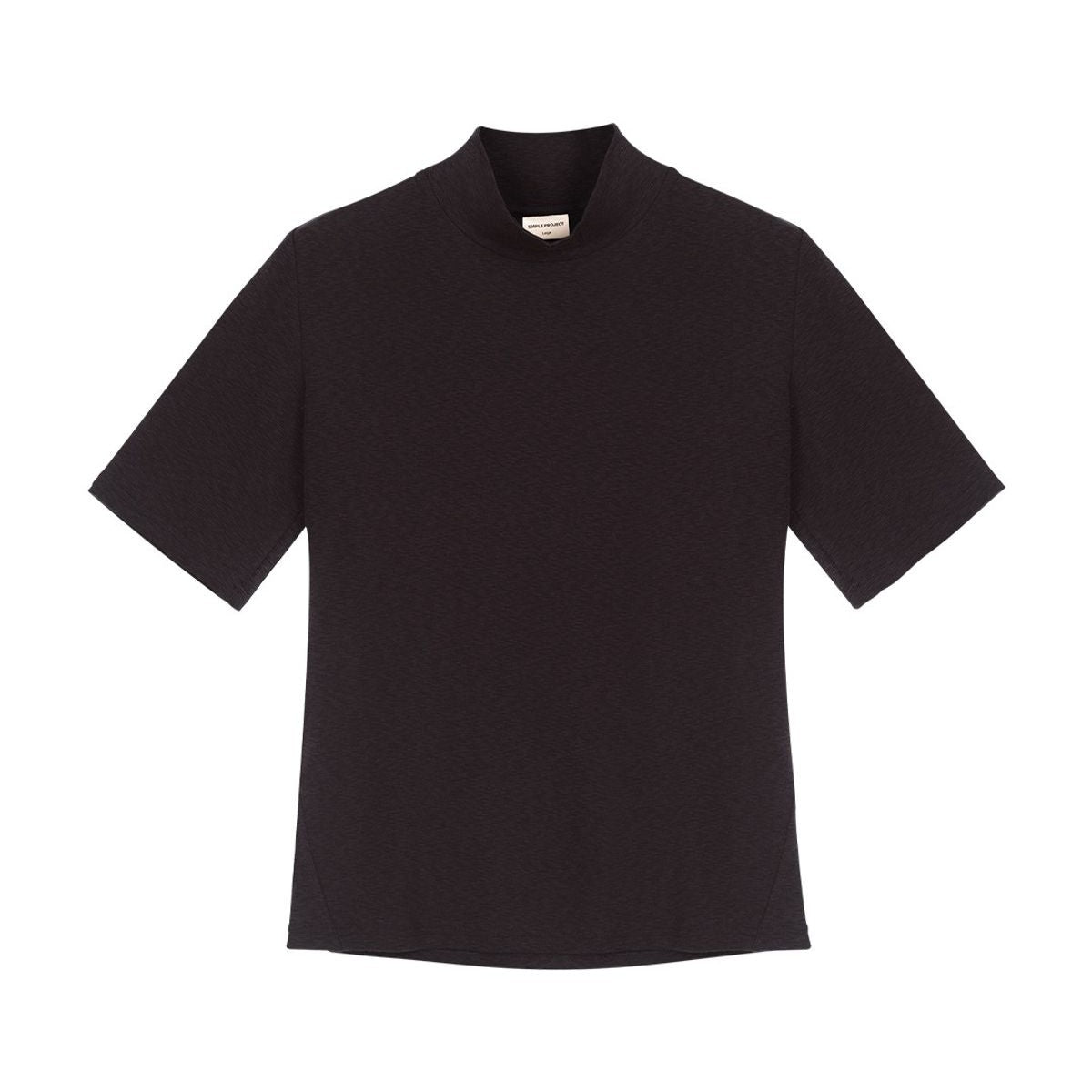 Simple Project Slub Knit Mock Neck Top in Black