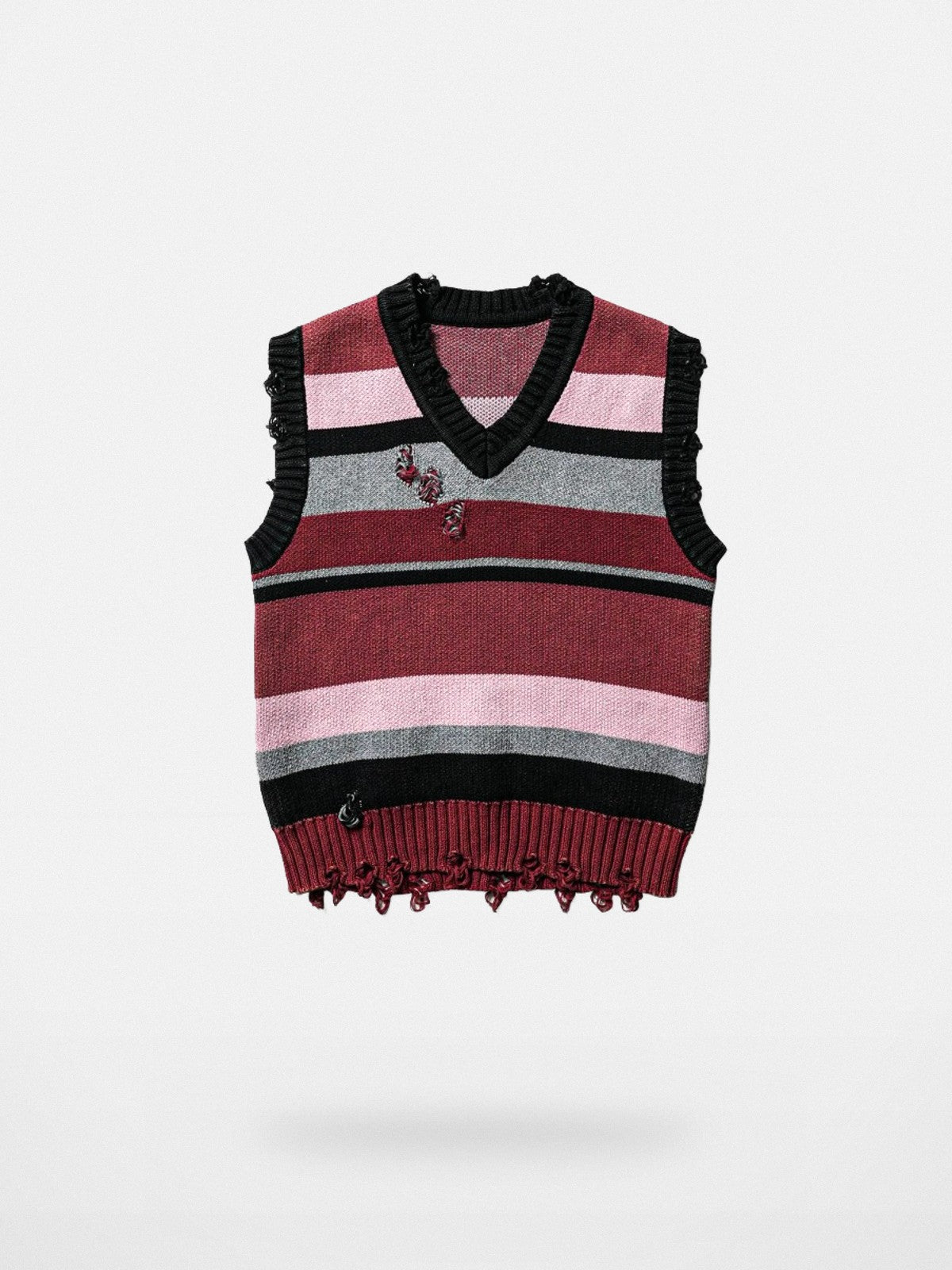 MASONPRINCE Distressed Striped Cotton Vest in Blue