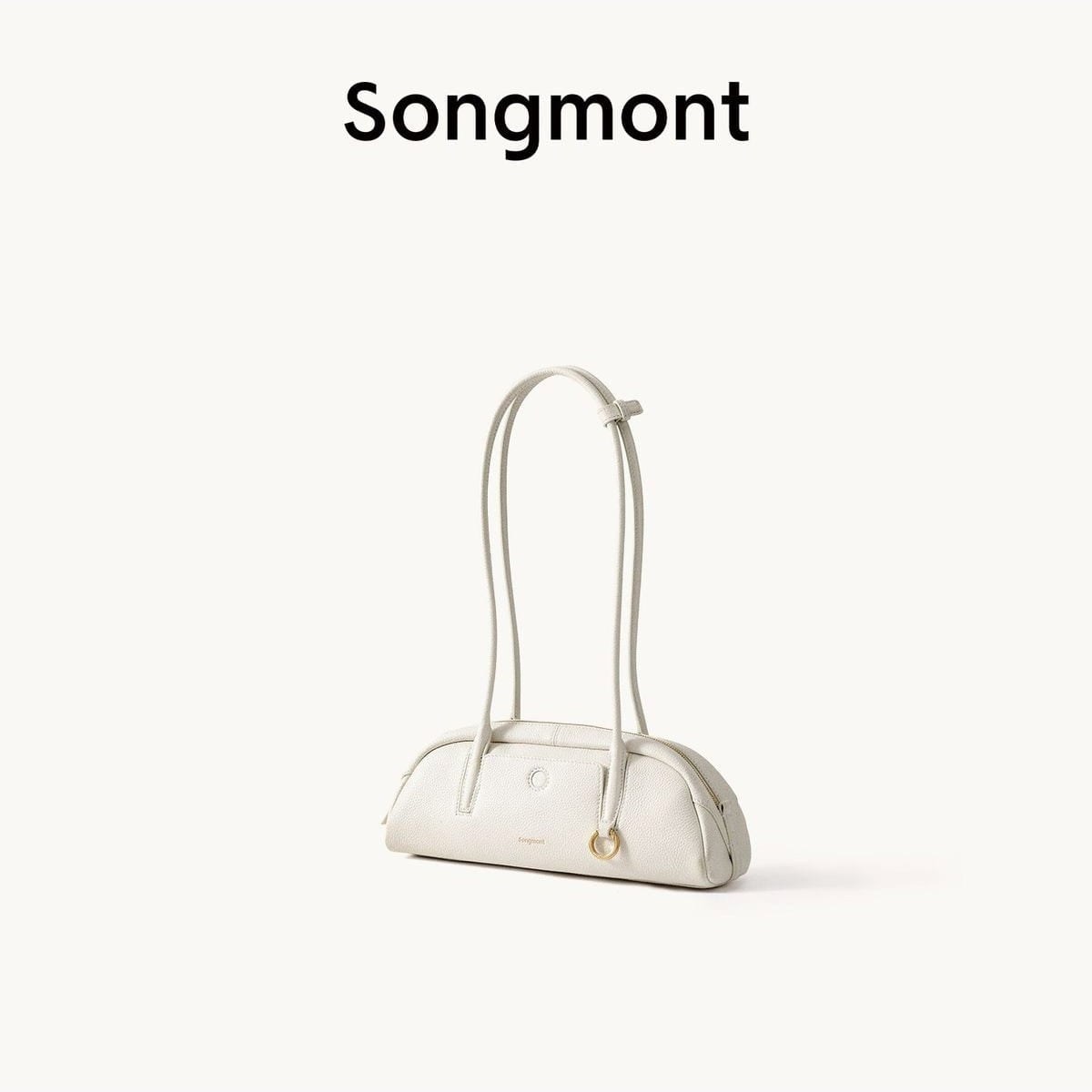 Songmont Leather Mini Bowling Bag in White