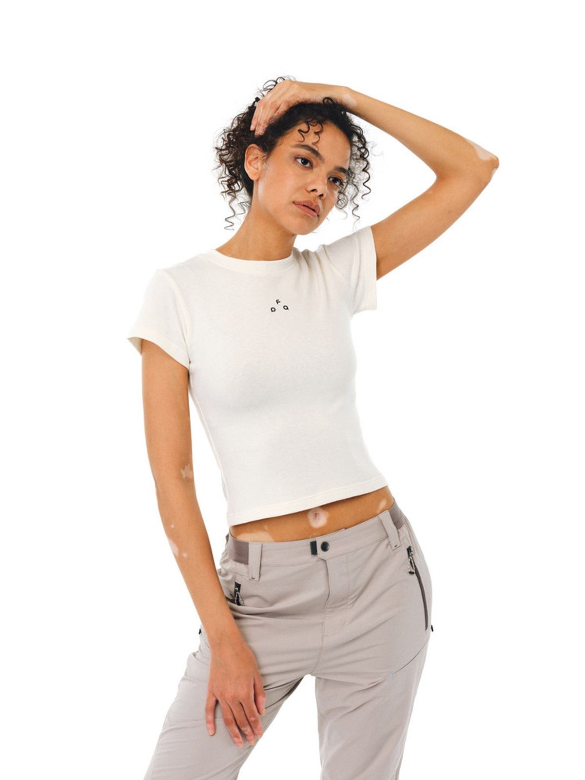 FPA Slim Fit Minimalist Logo Tee in White - On Model
