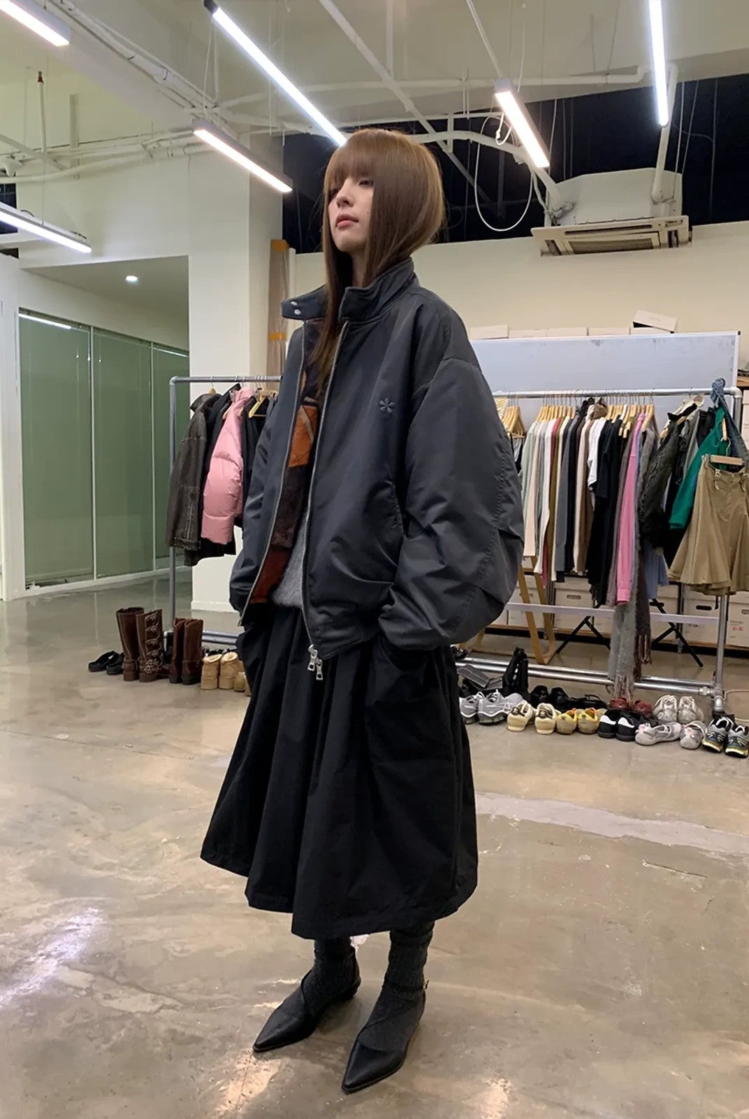 NeverSeez Air Layer Bubble Skirt in Black - On Model
