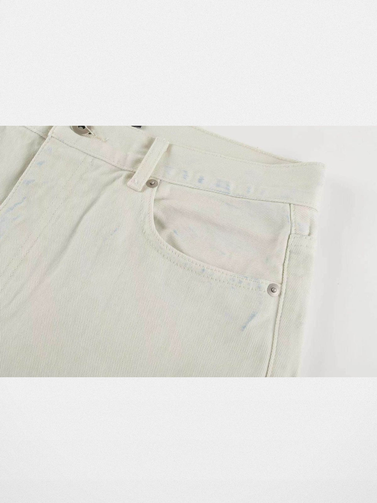 AFterTaste Bone White Vintage Washed Micro Flare Jeans in Sky Blue - Detail