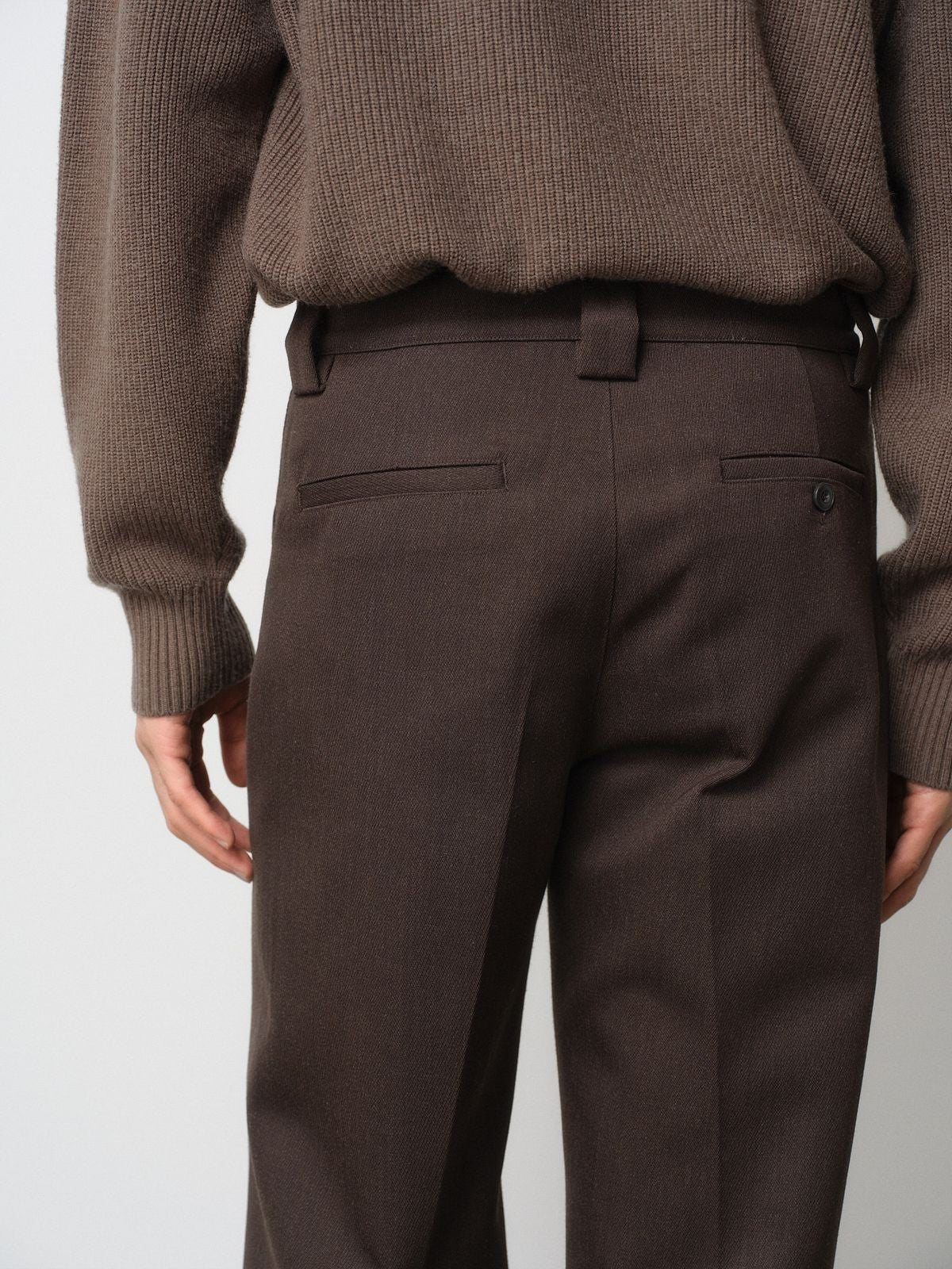 ROYA Heavyweight Merino Blend Trousers in Brown - On Model