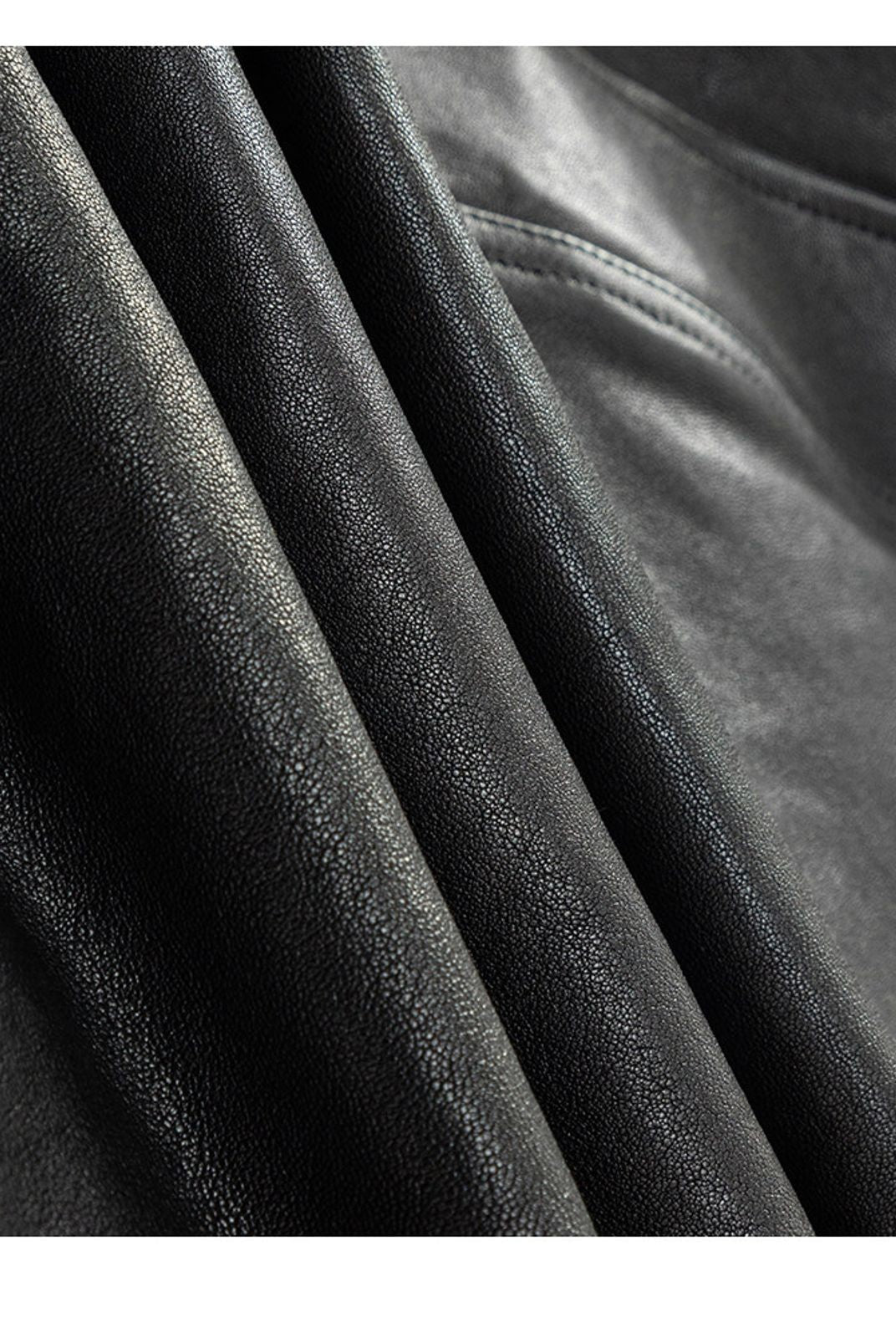 ACSENSE STUDIO Triangle Cut Sheepskin Jacket in Black - Detail