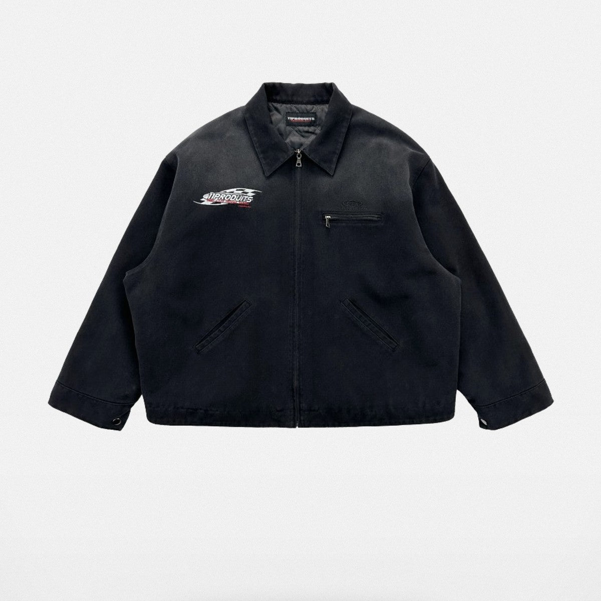 UNKNOWNWORLD Sun Faded Canvas Racing Jacket in Black