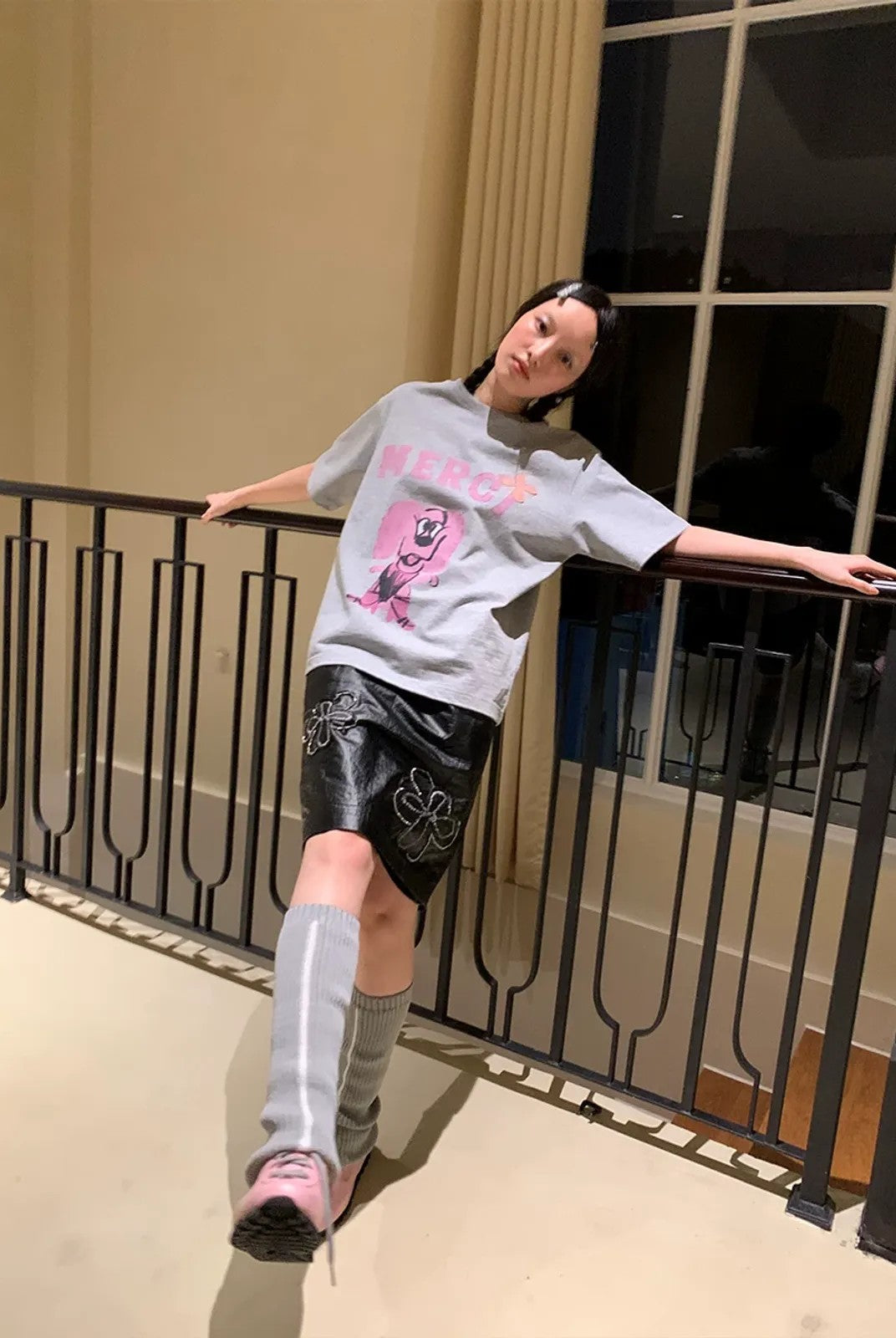 NeverSeez Beaded Floral Embroidered Coated Skirt in Black