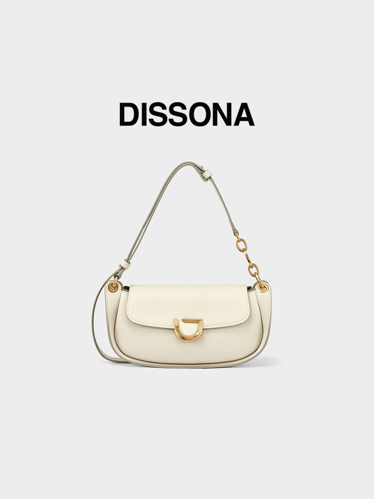 DISSONA Leather Crossbody Saddle Bag in Cream