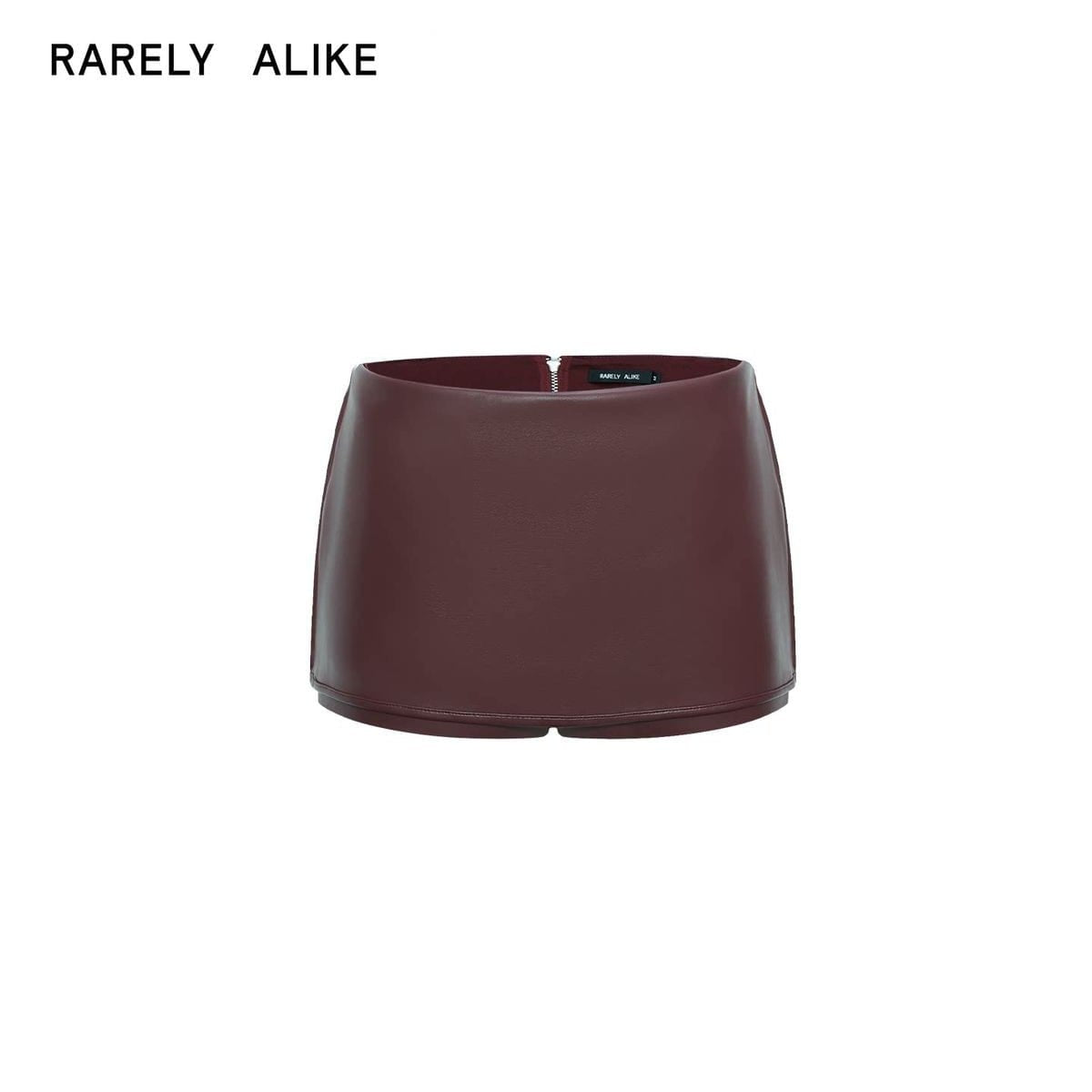 rarely alike Side Zip Faux Leather Mini Skort in Burgundy