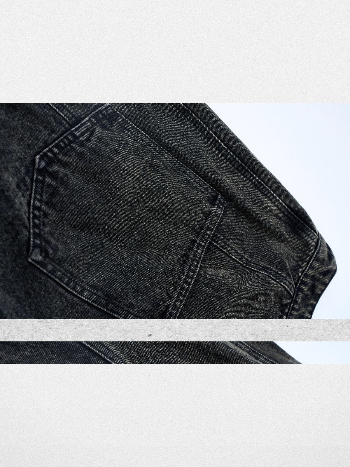 Amee Asymmetrical Waist Wide Leg Jeans in Black - Detail